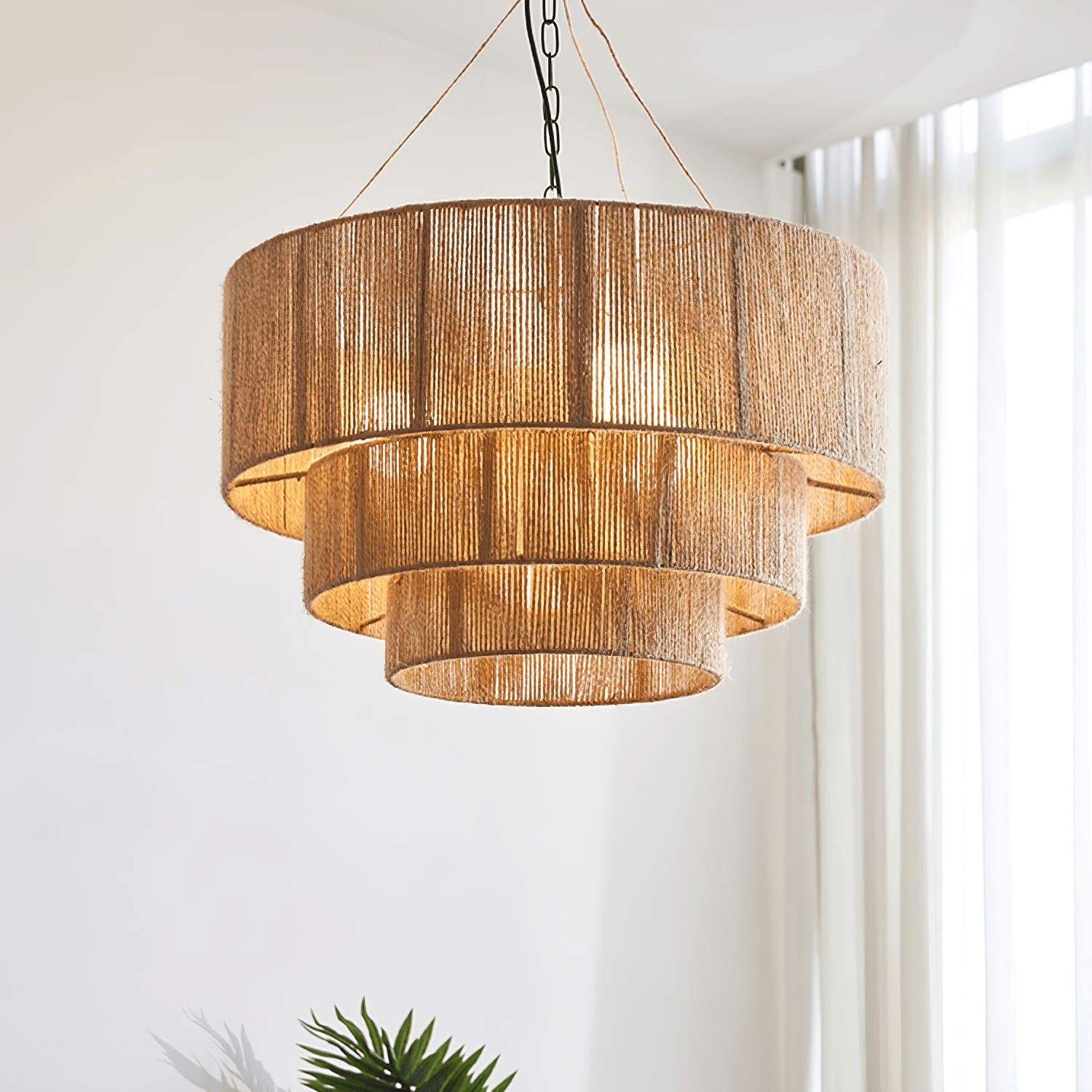 Cascade Rustic Jute Pendant Light-Neutral Decor