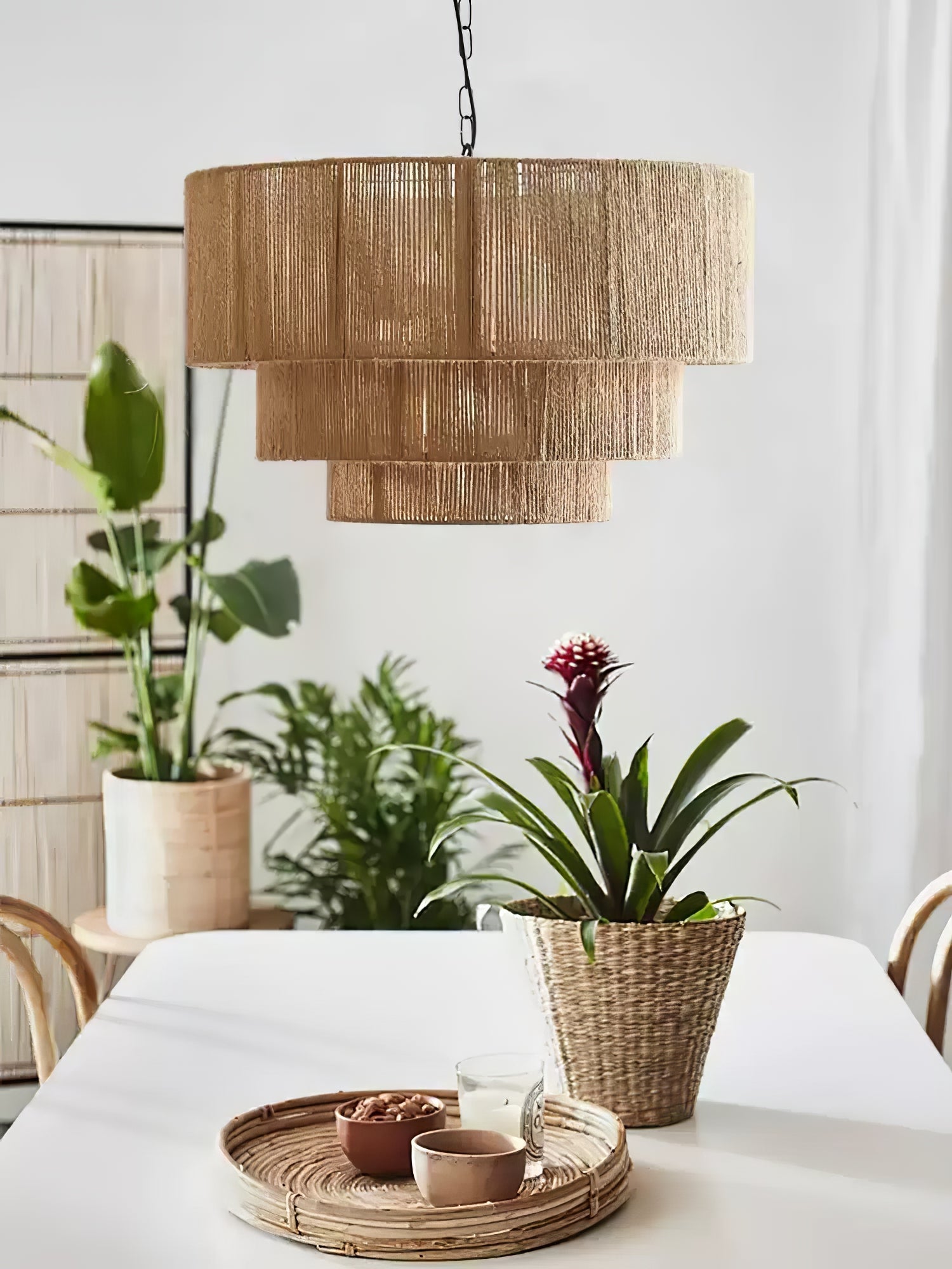 Cascade Rustic Jute Pendant Light-Neutral Decor