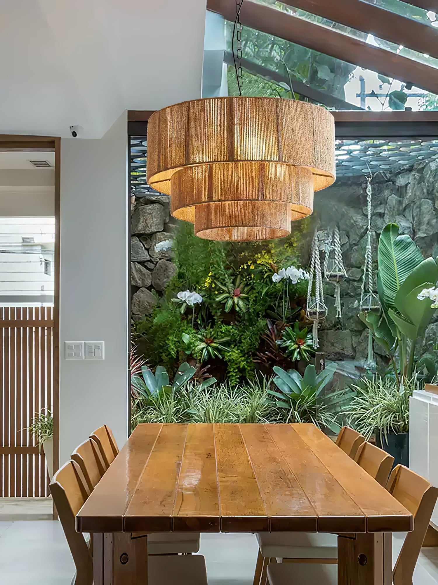 Cascade Rustic Jute Pendant Light-Neutral Decor
