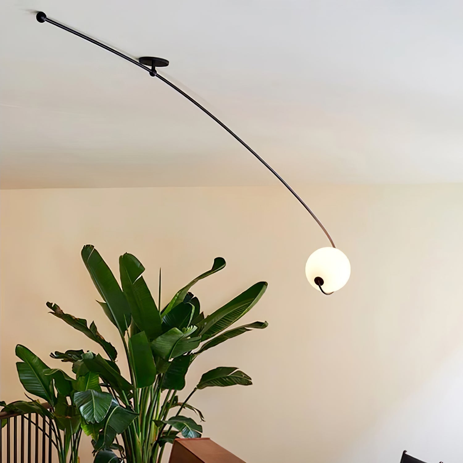 Elsoris Modern Minimalist Curve Glass Ceiling Lamp-Neutral Decor