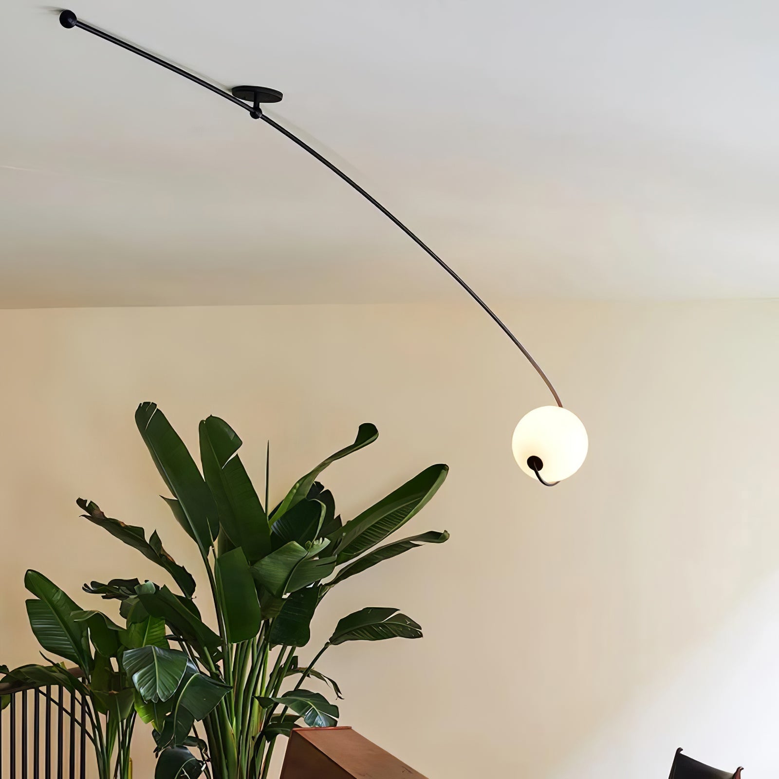 Elsoris Modern Minimalist Curve Glass Ceiling Lamp-Neutral Decor