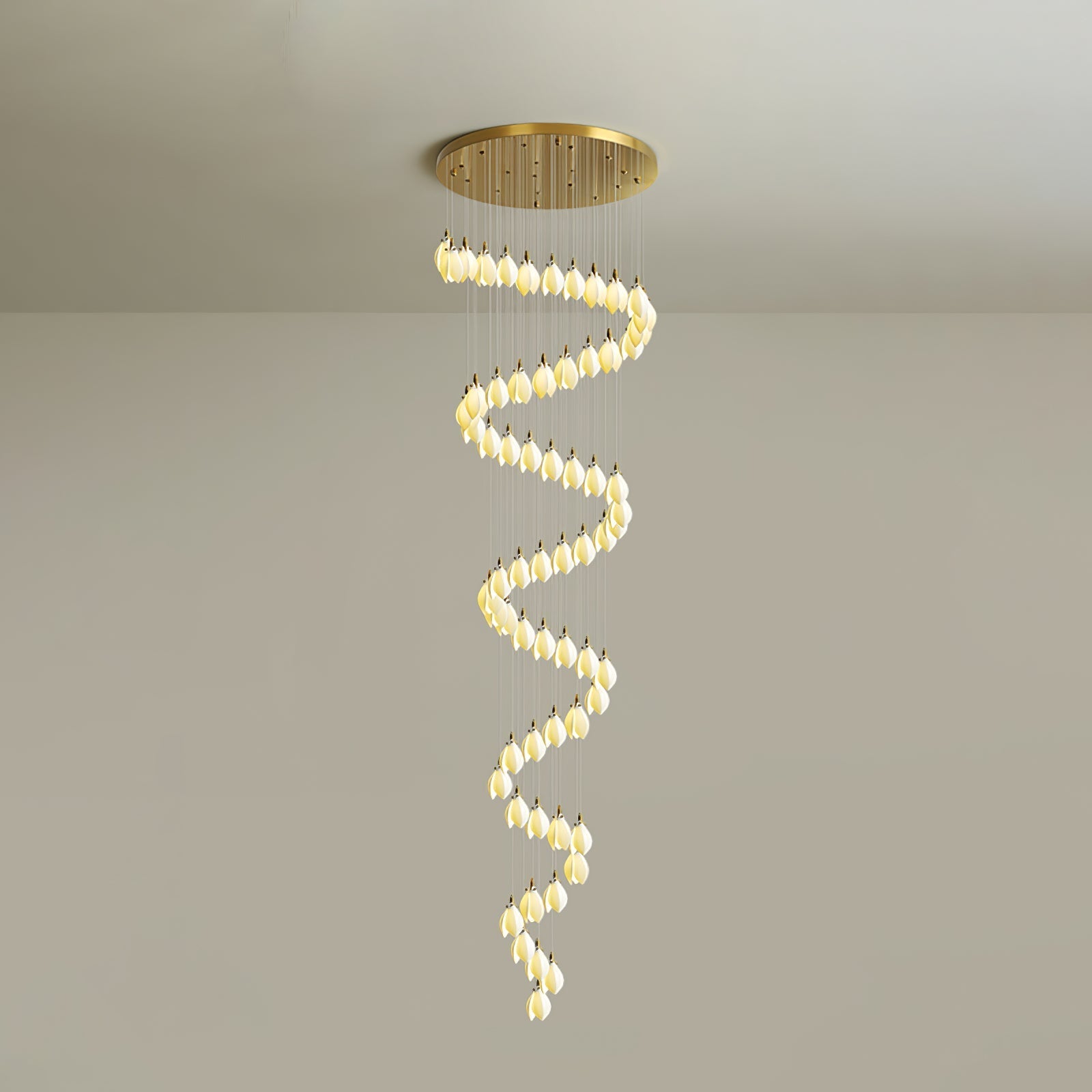 Caphayra Floral Ceramic Brass Chandelier-Neutral Decor