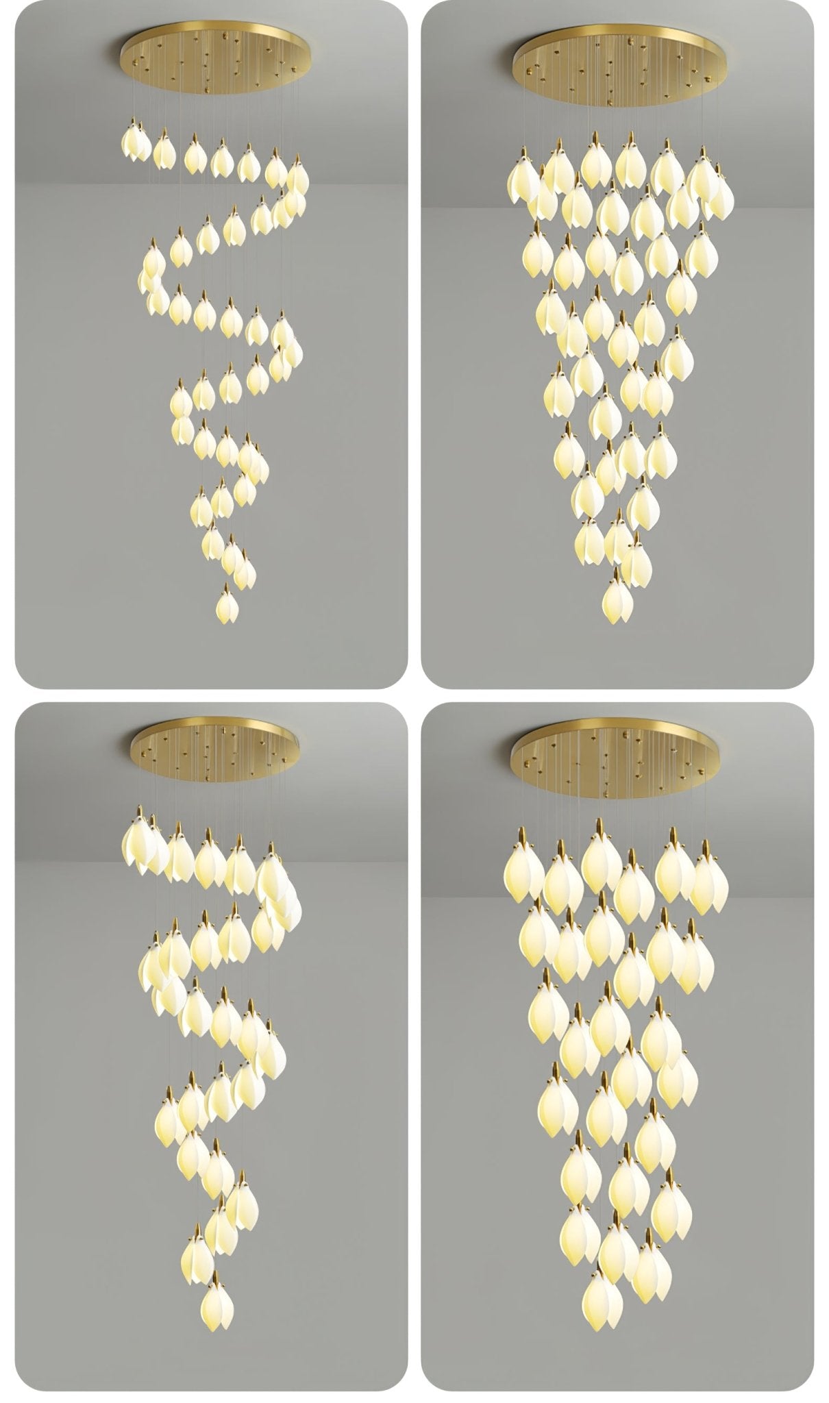 Caphayra Floral Ceramic Brass Chandelier-Neutral Decor