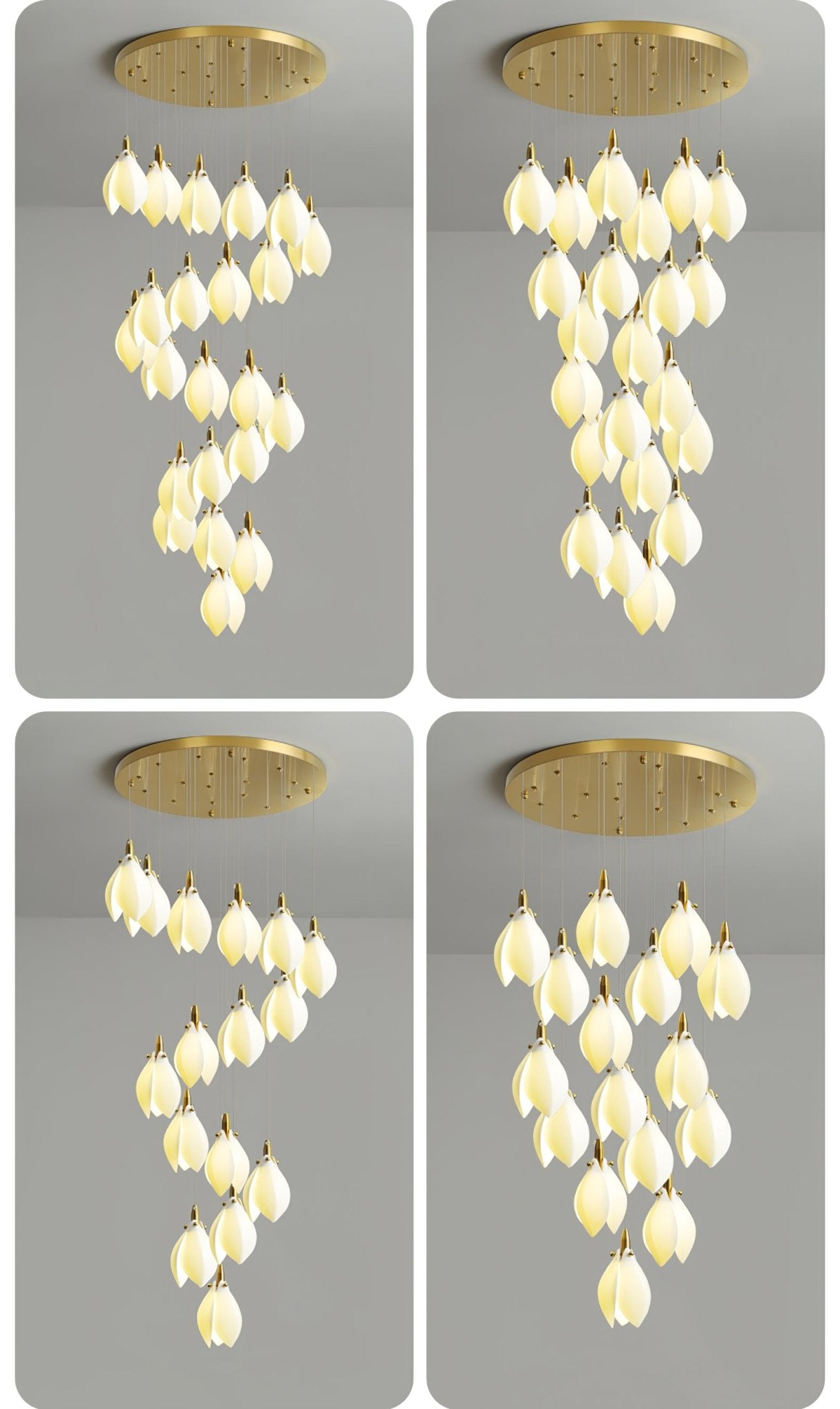 Caphayra Floral Ceramic Brass Chandelier-Neutral Decor