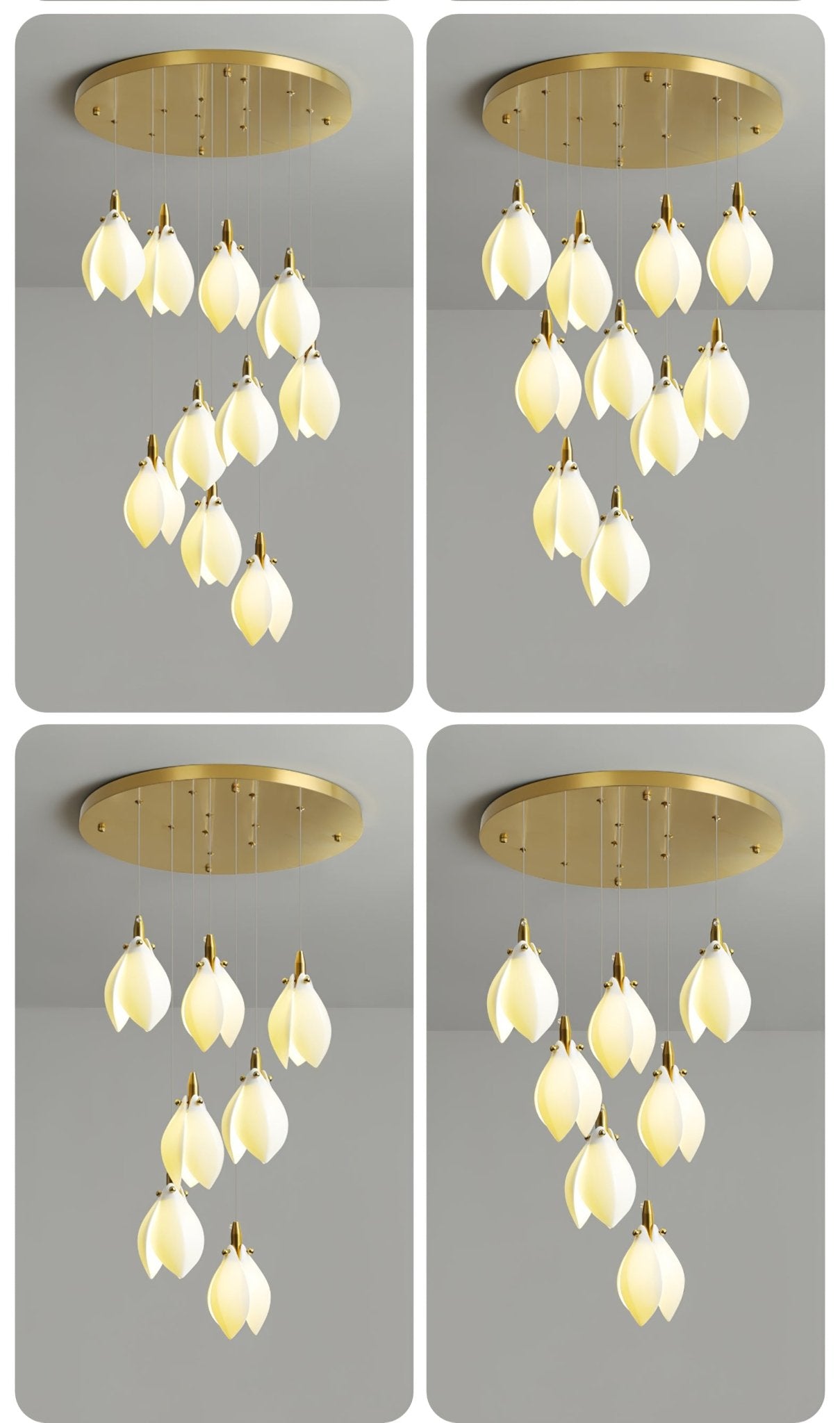 Caphayra Floral Ceramic Brass Chandelier-Neutral Decor