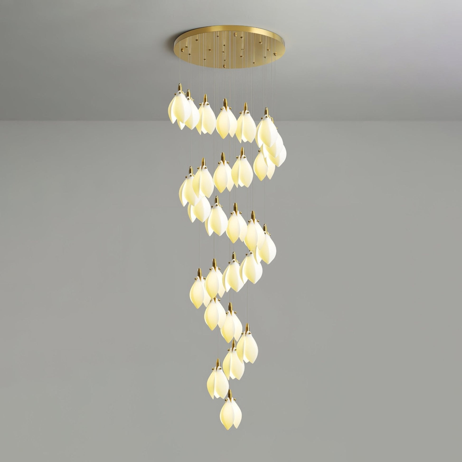 Caphayra Floral Ceramic Brass Chandelier-Neutral Decor