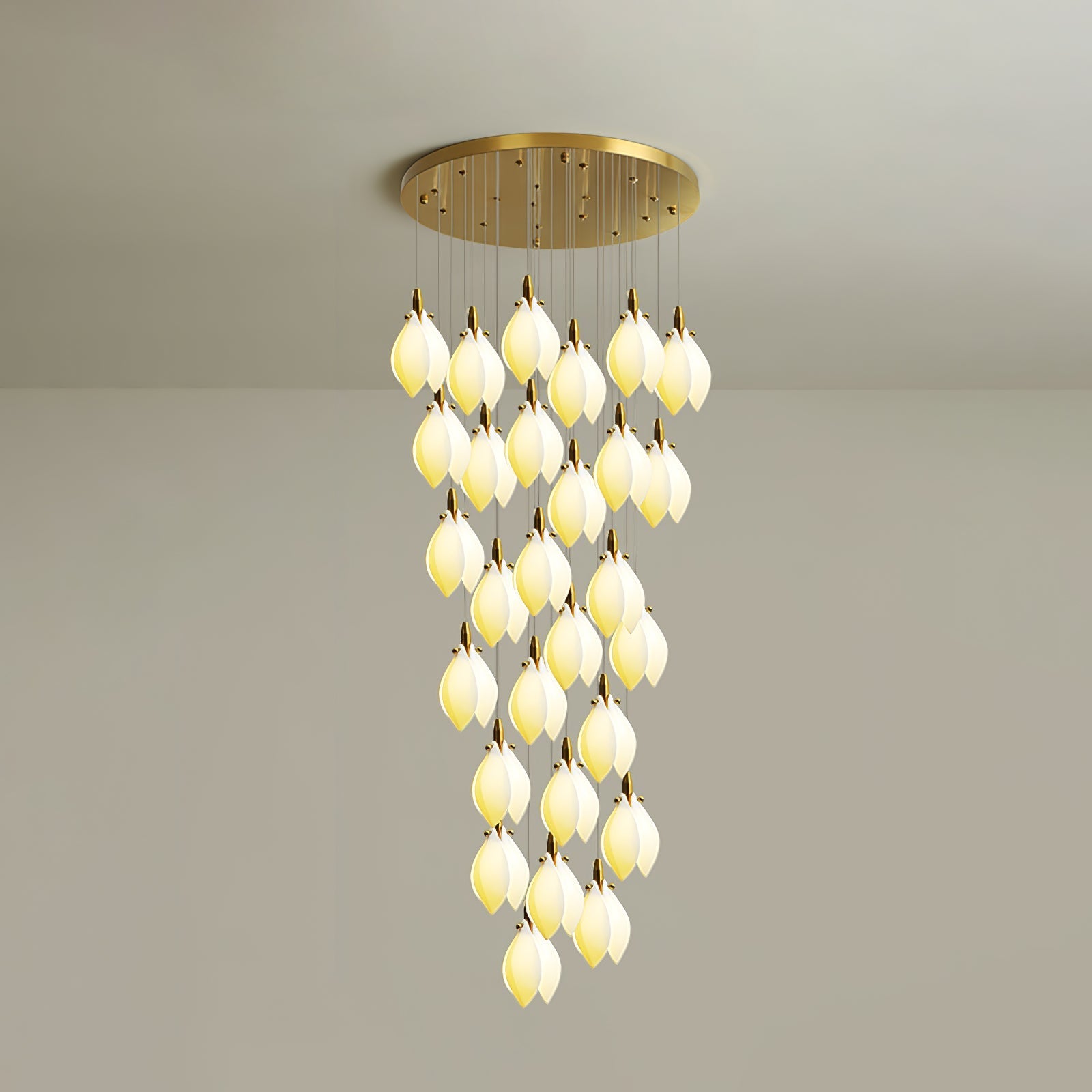 Caphayra Floral Ceramic Brass Chandelier-Neutral Decor