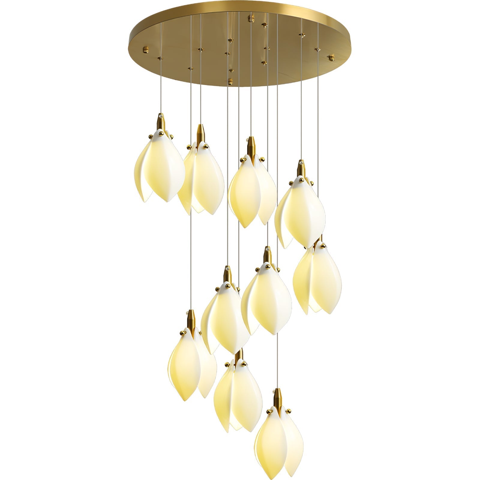 Caphayra Floral Ceramic Brass Chandelier-Neutral Decor