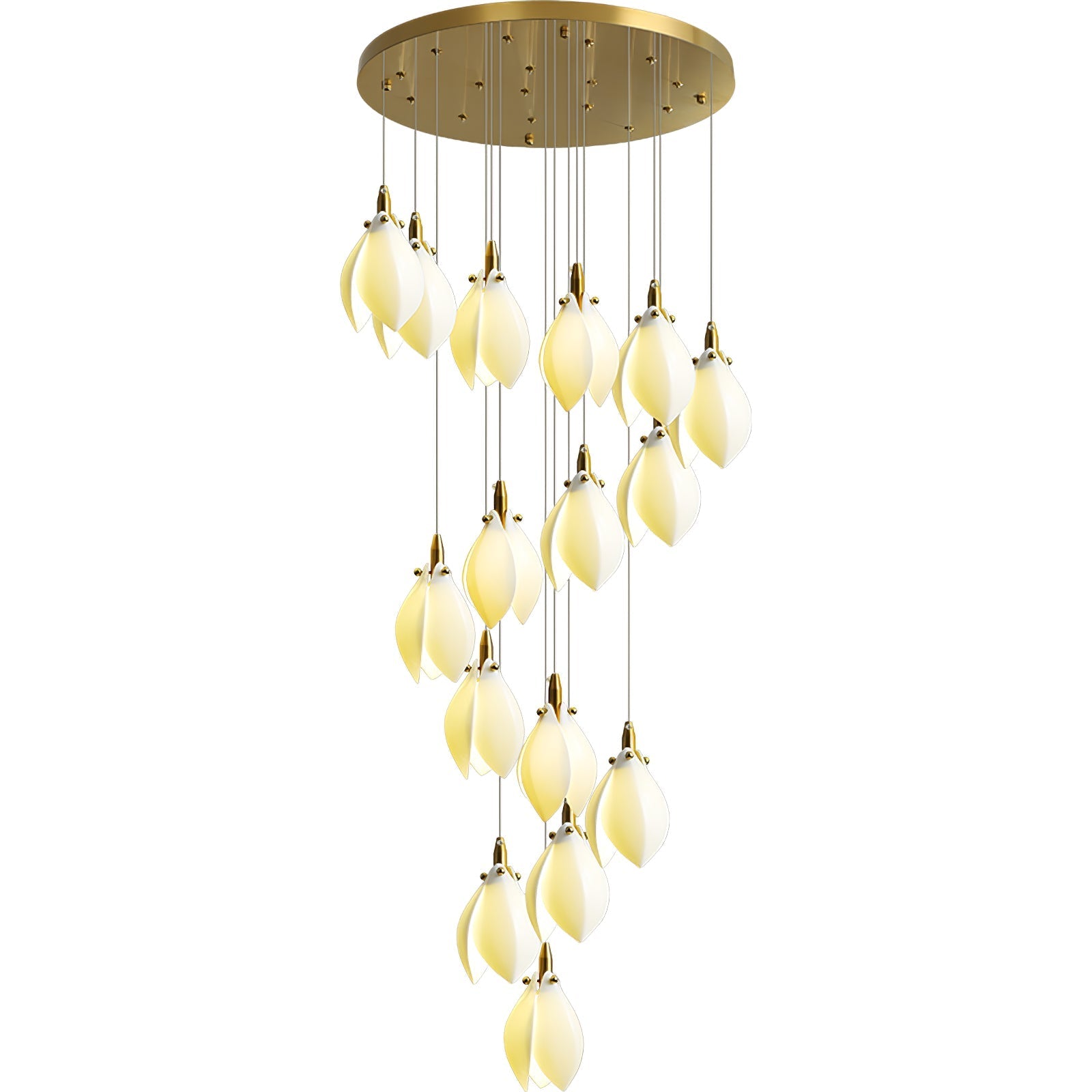 Caphayra Floral Ceramic Brass Chandelier-Neutral Decor