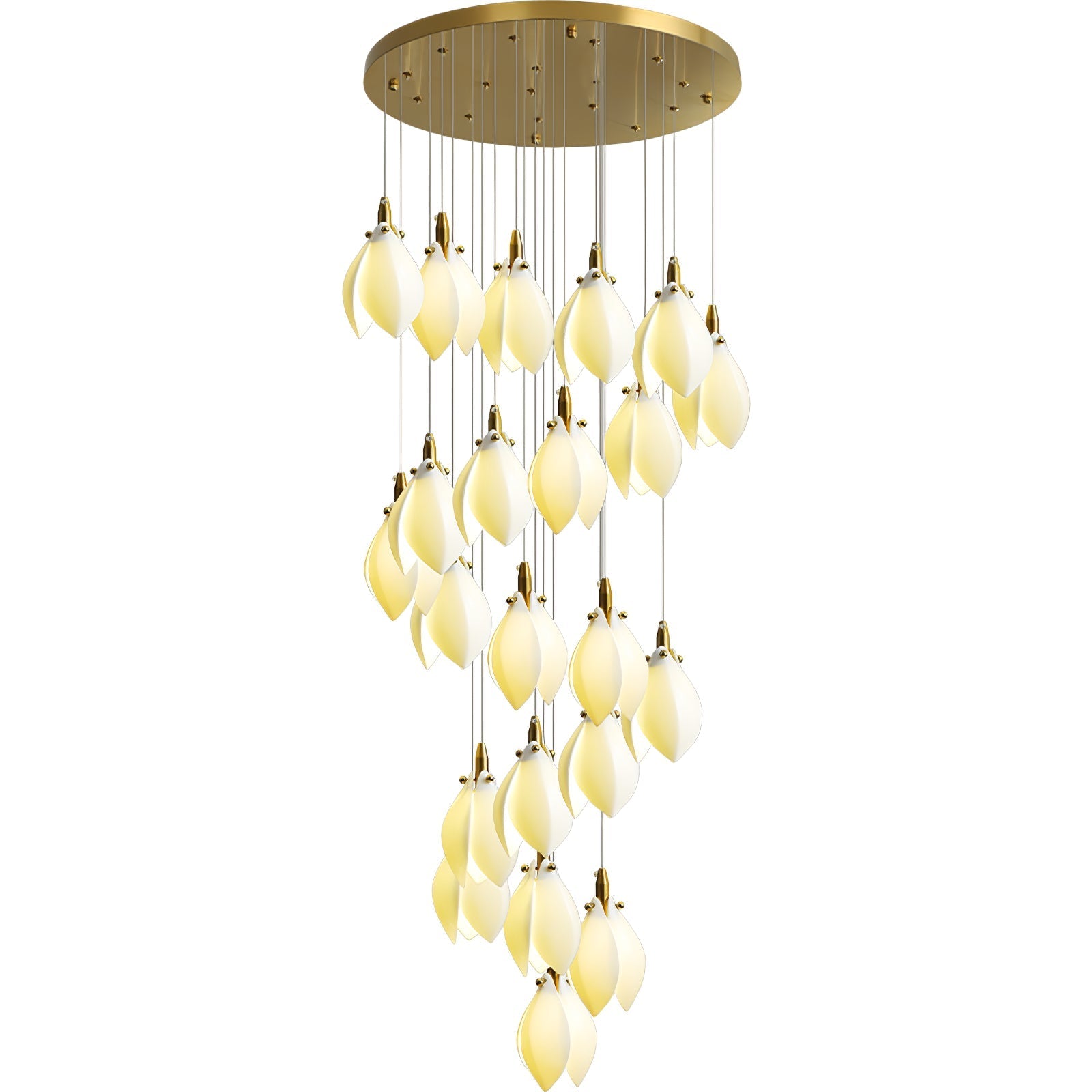 Caphayra Floral Ceramic Brass Chandelier-Neutral Decor