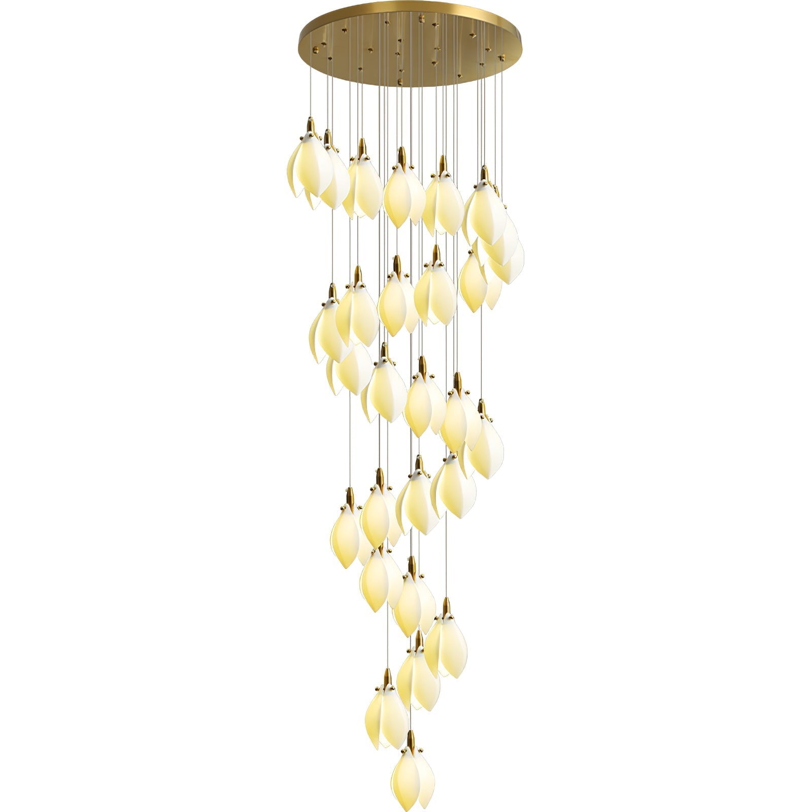 Caphayra Floral Ceramic Brass Chandelier-Neutral Decor