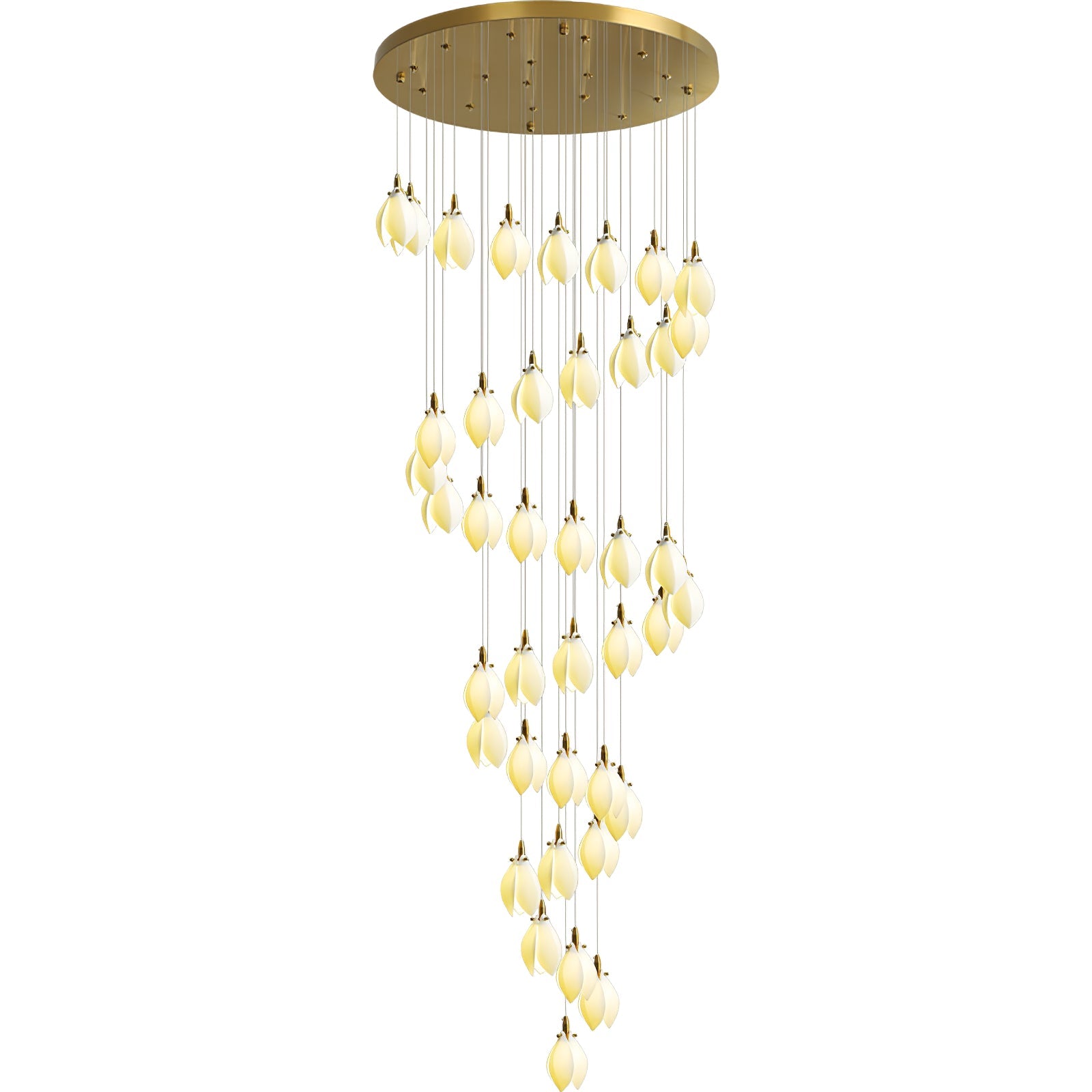 Caphayra Floral Ceramic Brass Chandelier-Neutral Decor