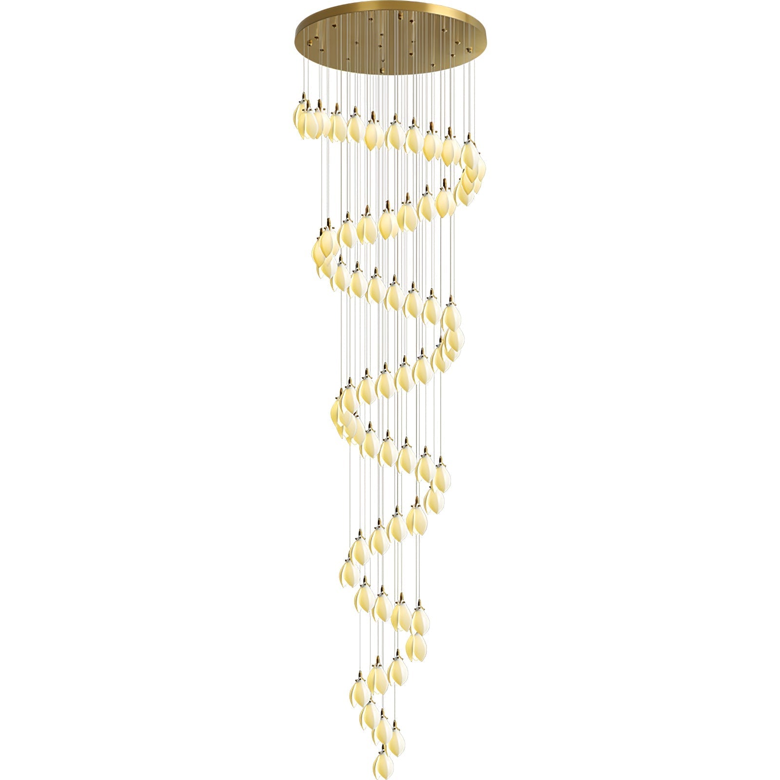 Caphayra Floral Ceramic Brass Chandelier-Neutral Decor