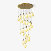 Caphayra Floral Ceramic Brass Chandelier-Neutral Decor