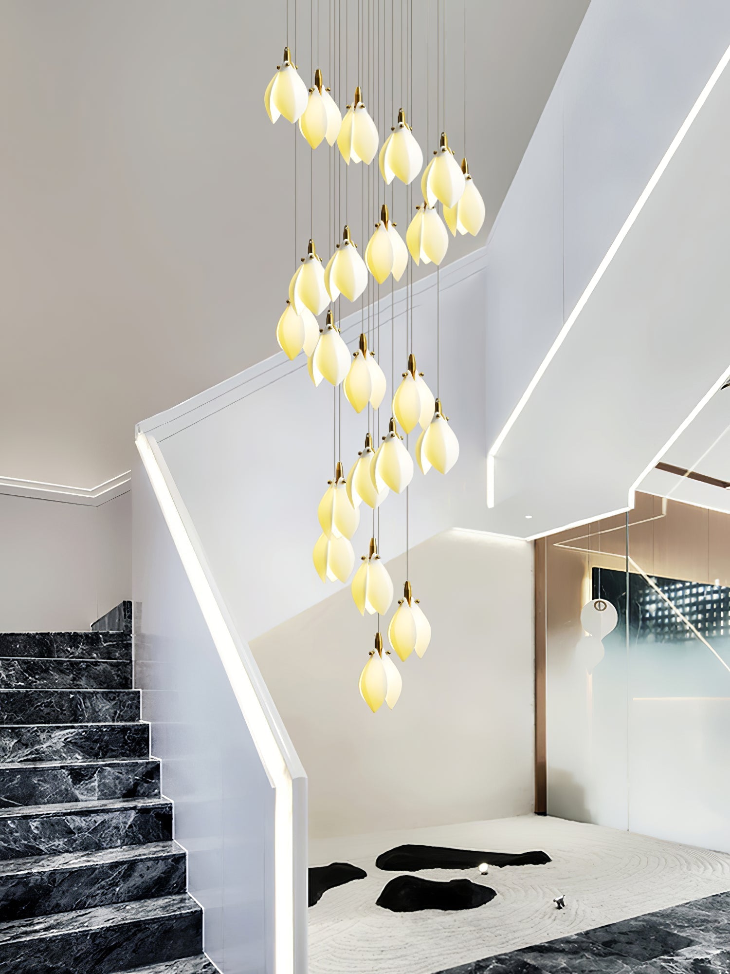 Caphayra Floral Ceramic Brass Chandelier-Neutral Decor