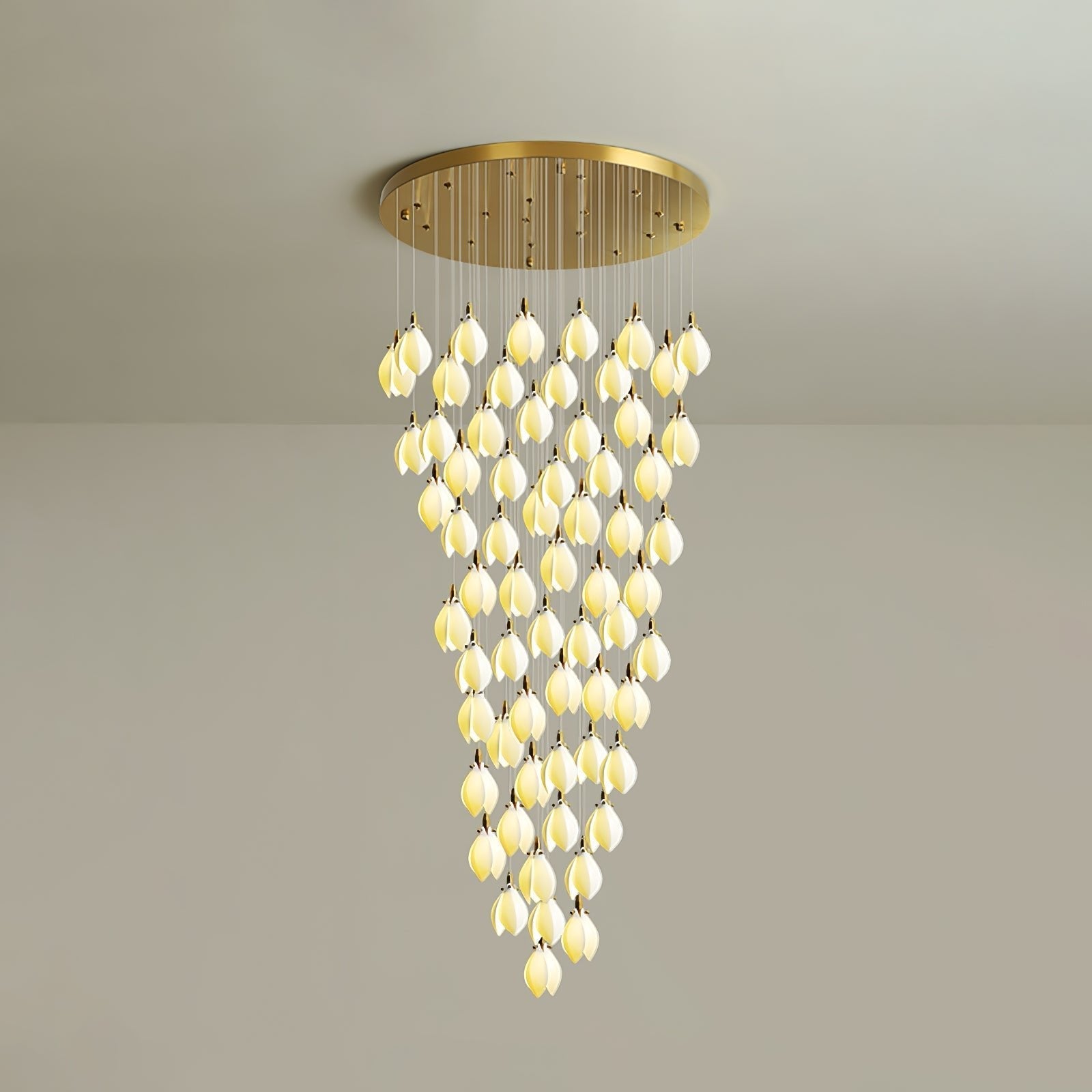 Caphayra Floral Ceramic Brass Chandelier-Neutral Decor