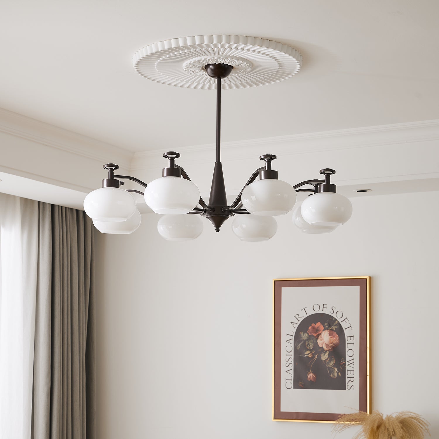 Althaen Elegance Vintage Glass Chandelier-Neutral Decor