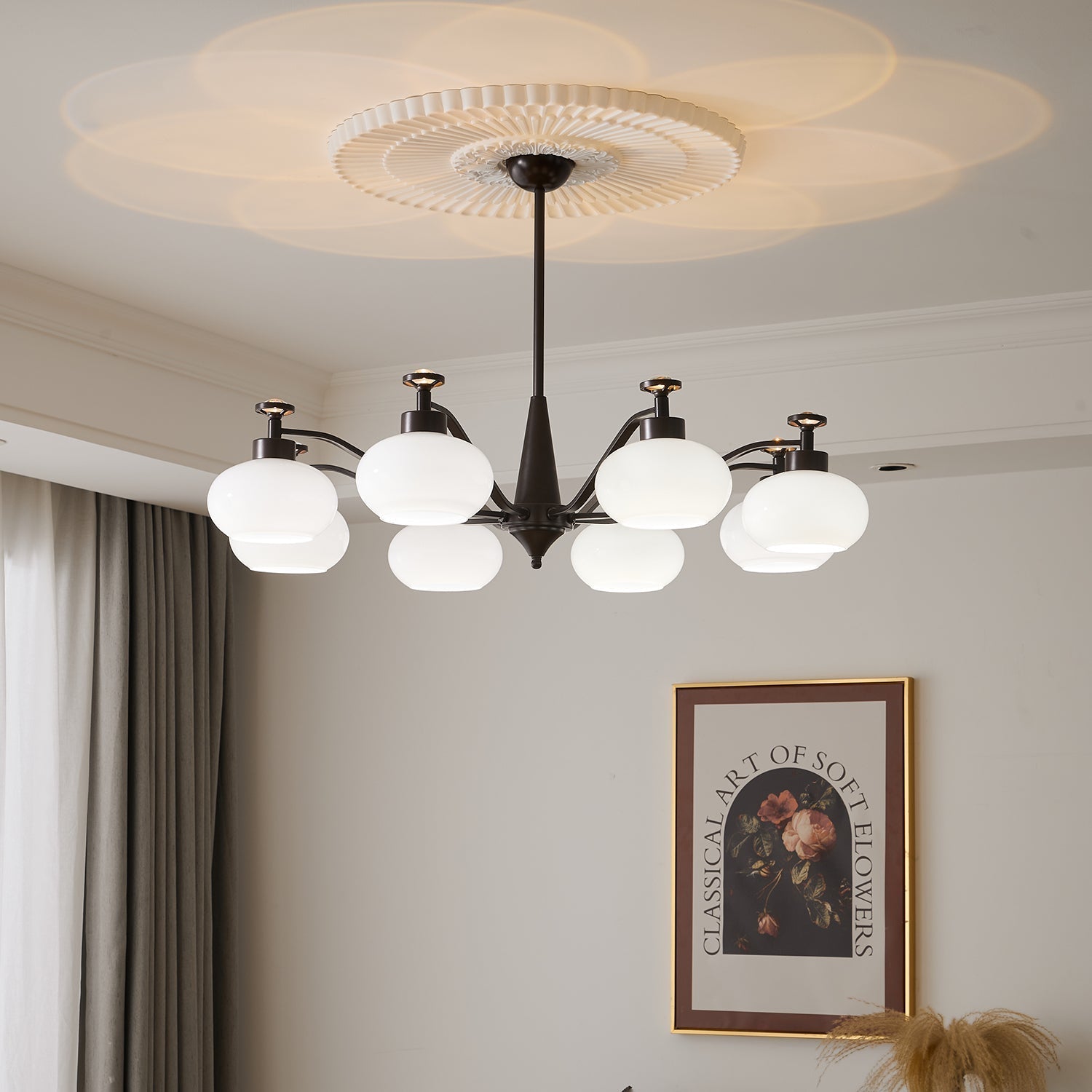 Althaen Elegance Vintage Glass Chandelier-Neutral Decor