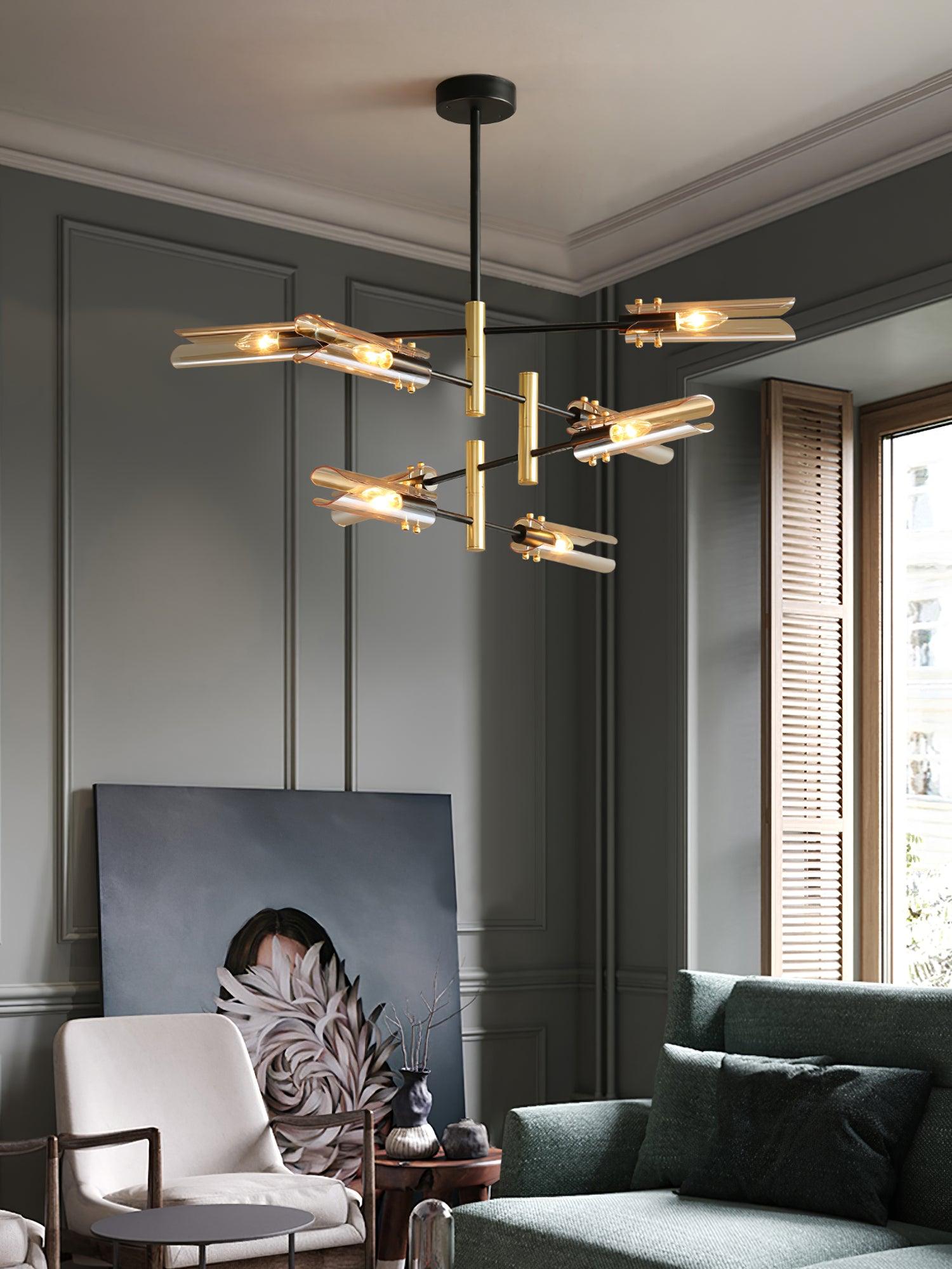Eloz Chandelier Double 6-Light Modern-Neutral Decor