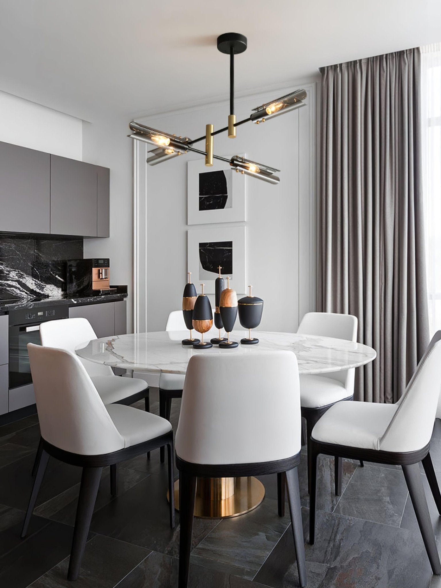 Eloz Chandelier Double 6-Light Modern-Neutral Decor