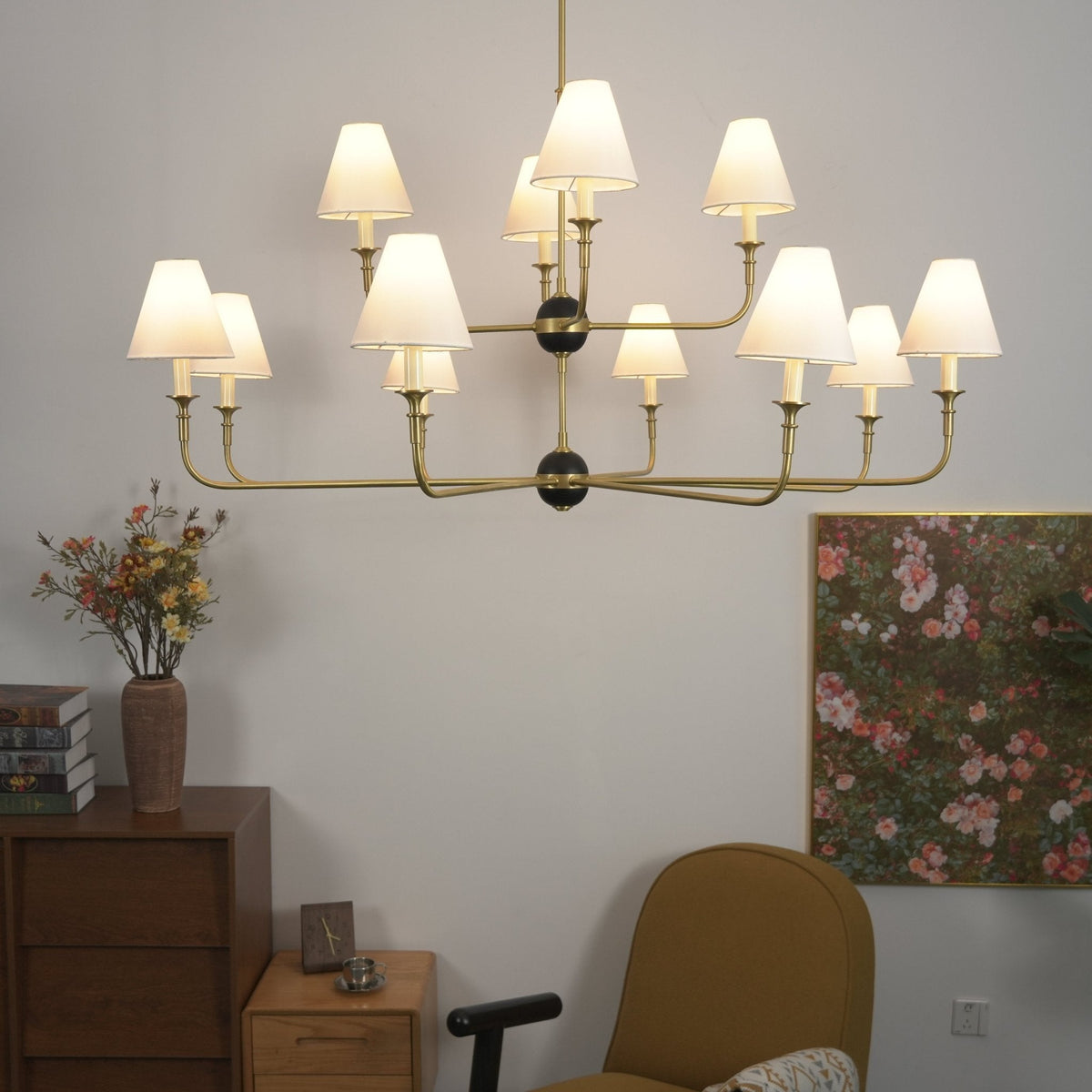 Astris Brass Chandelier-Neutral Decor
