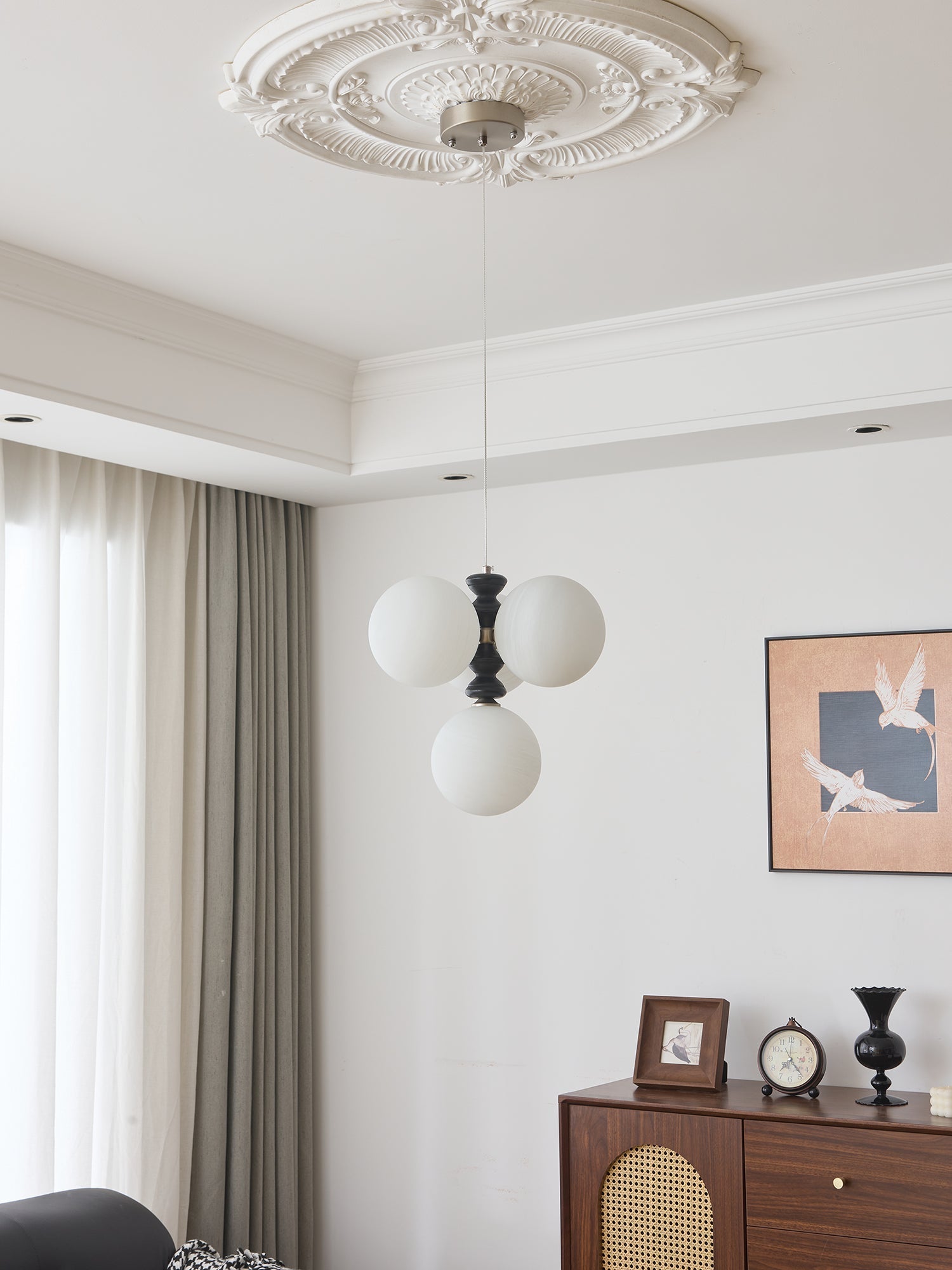 Cucarara Traditional Nordic Art Arc Wood Chandelier-Neutral Decor