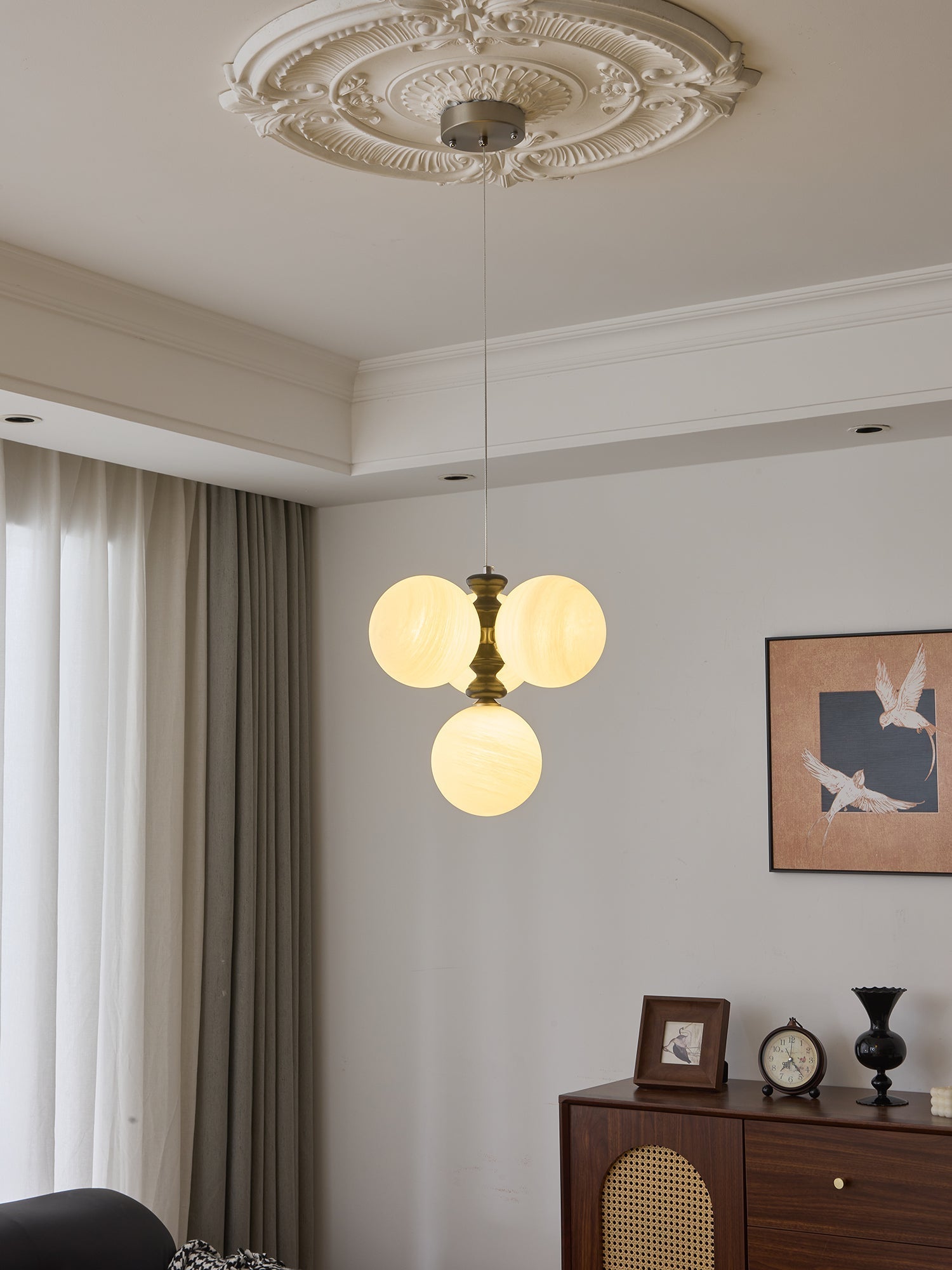 Cucarara Traditional Nordic Art Arc Wood Chandelier-Neutral Decor