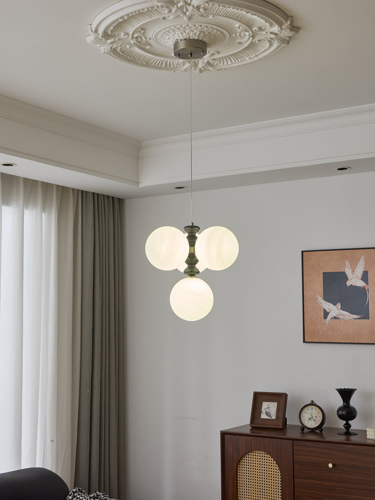 Cucarara Traditional Nordic Art Arc Wood Chandelier-Neutral Decor