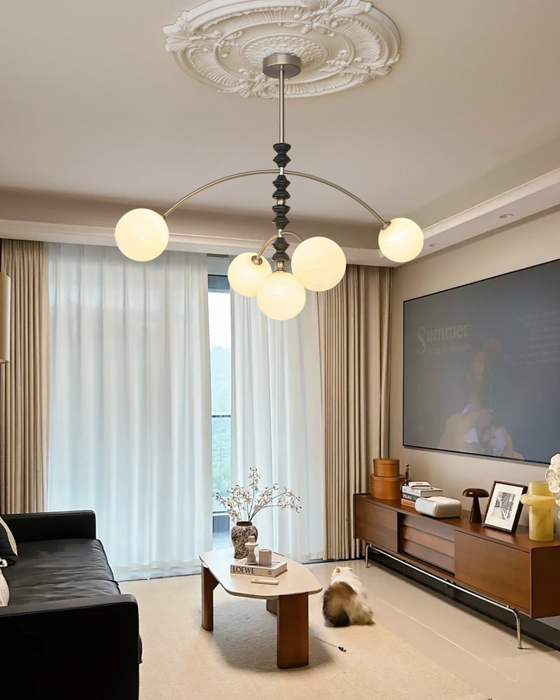 Cucarara Traditional Nordic Art Arc Wood Chandelier-Neutral Decor