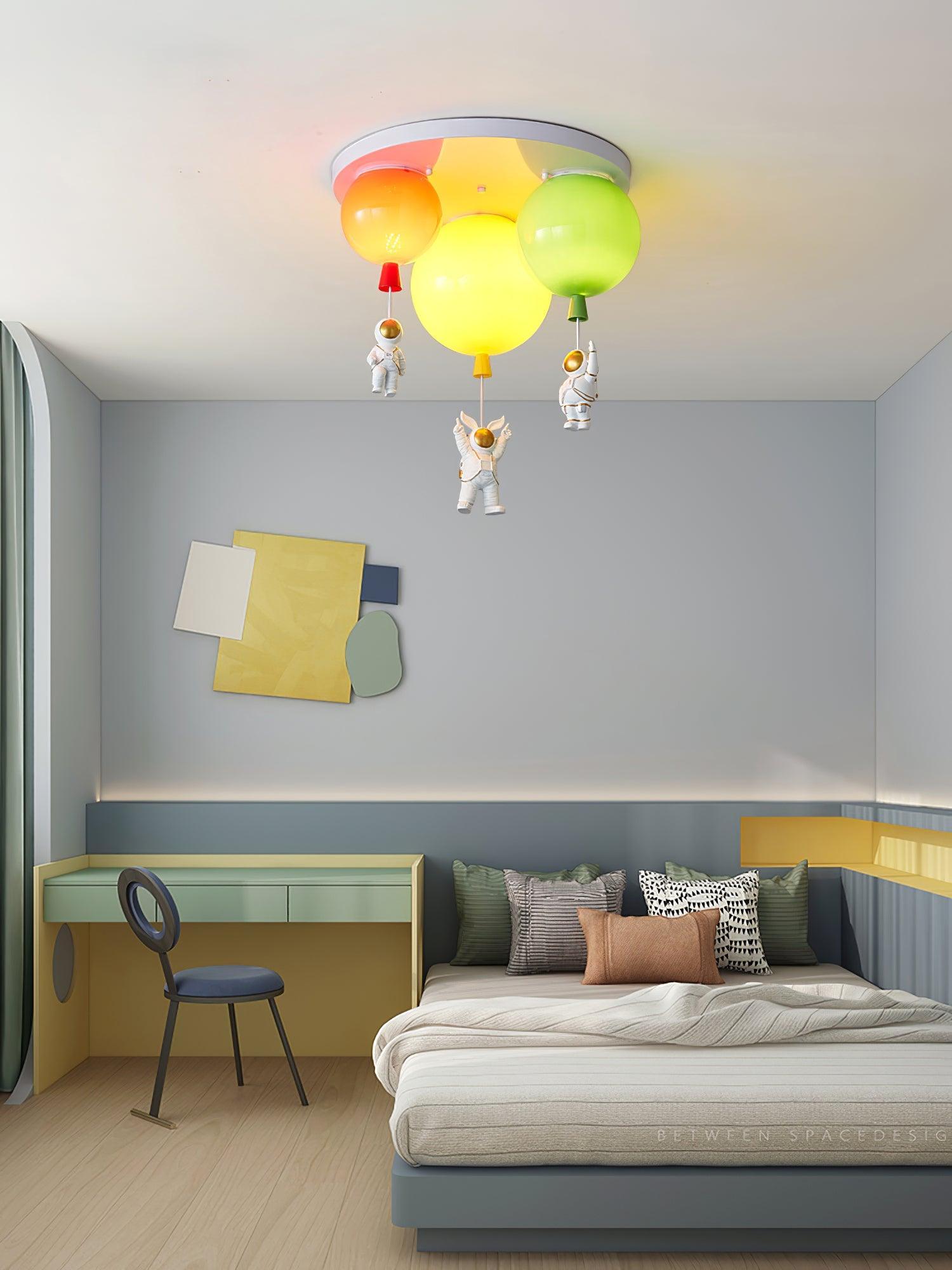 Vomino Ceiling Lamp Astronaut Glossy Balloon for Kid's Room-Neutral Decor