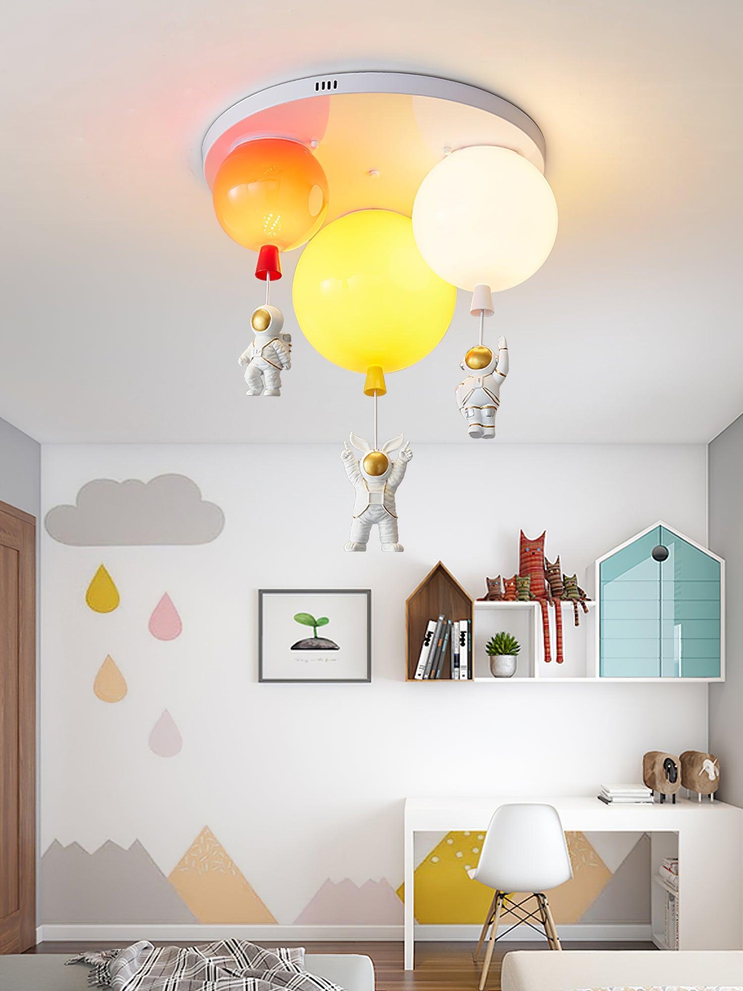 Vomino Ceiling Lamp Astronaut Glossy Balloon for Kid's Room-Neutral Decor