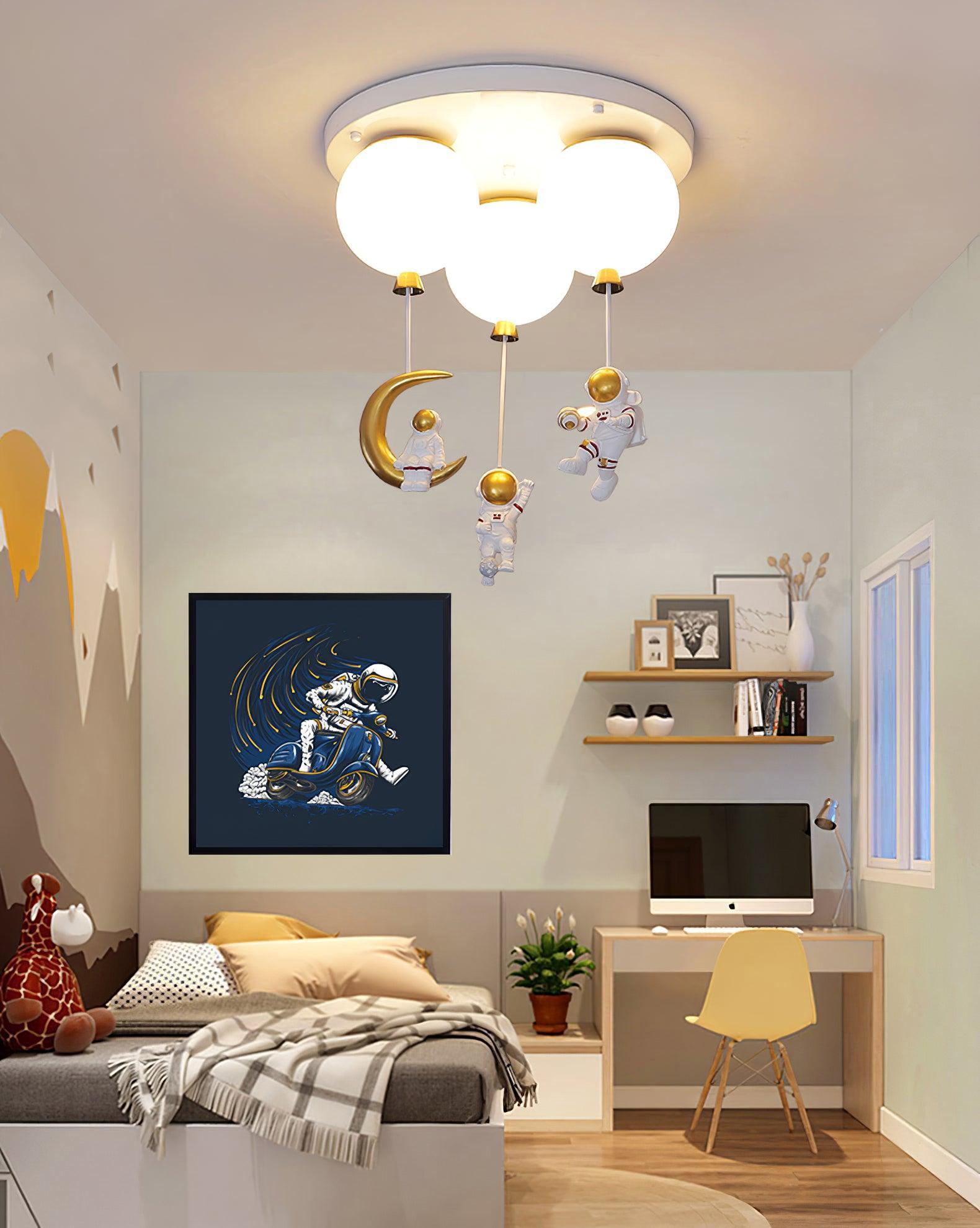 Vomino Ceiling Lamp Astronaut Glossy Balloon for Kid's Room-Neutral Decor