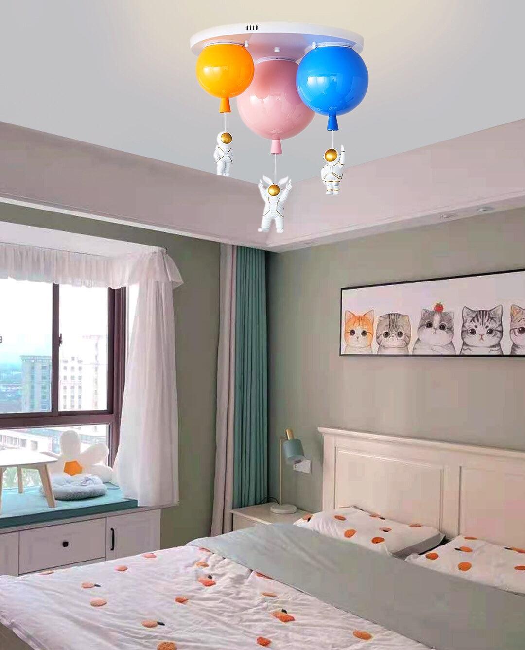 Vomino Ceiling Lamp Astronaut Glossy Balloon for Kid's Room-Neutral Decor