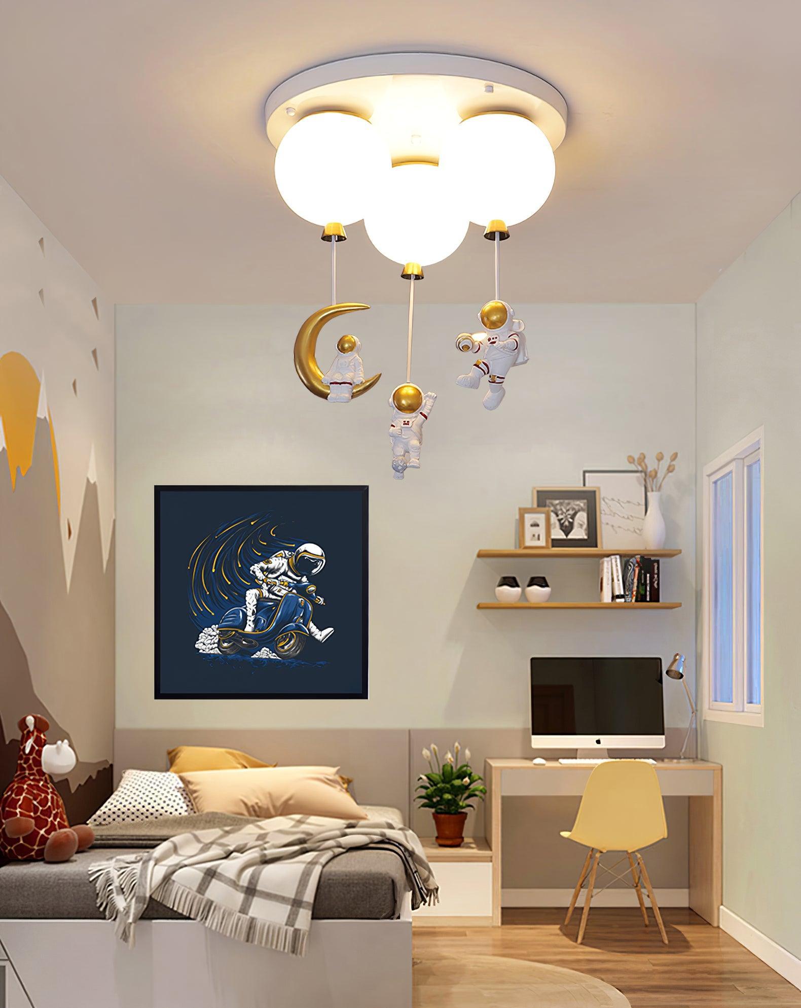 Vomino Ceiling Lamp Astronaut Glossy Balloon for Kid's Room-Neutral Decor