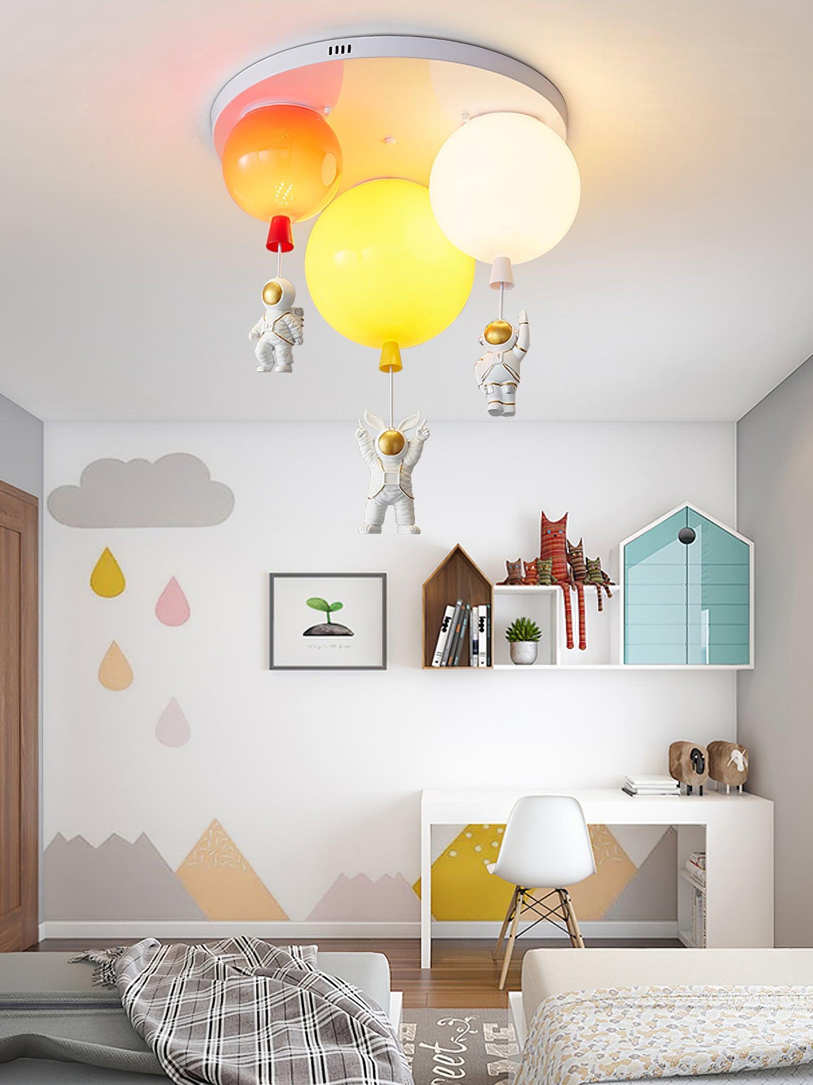 Vomino Ceiling Lamp Astronaut Glossy Balloon for Kid's Room-Neutral Decor