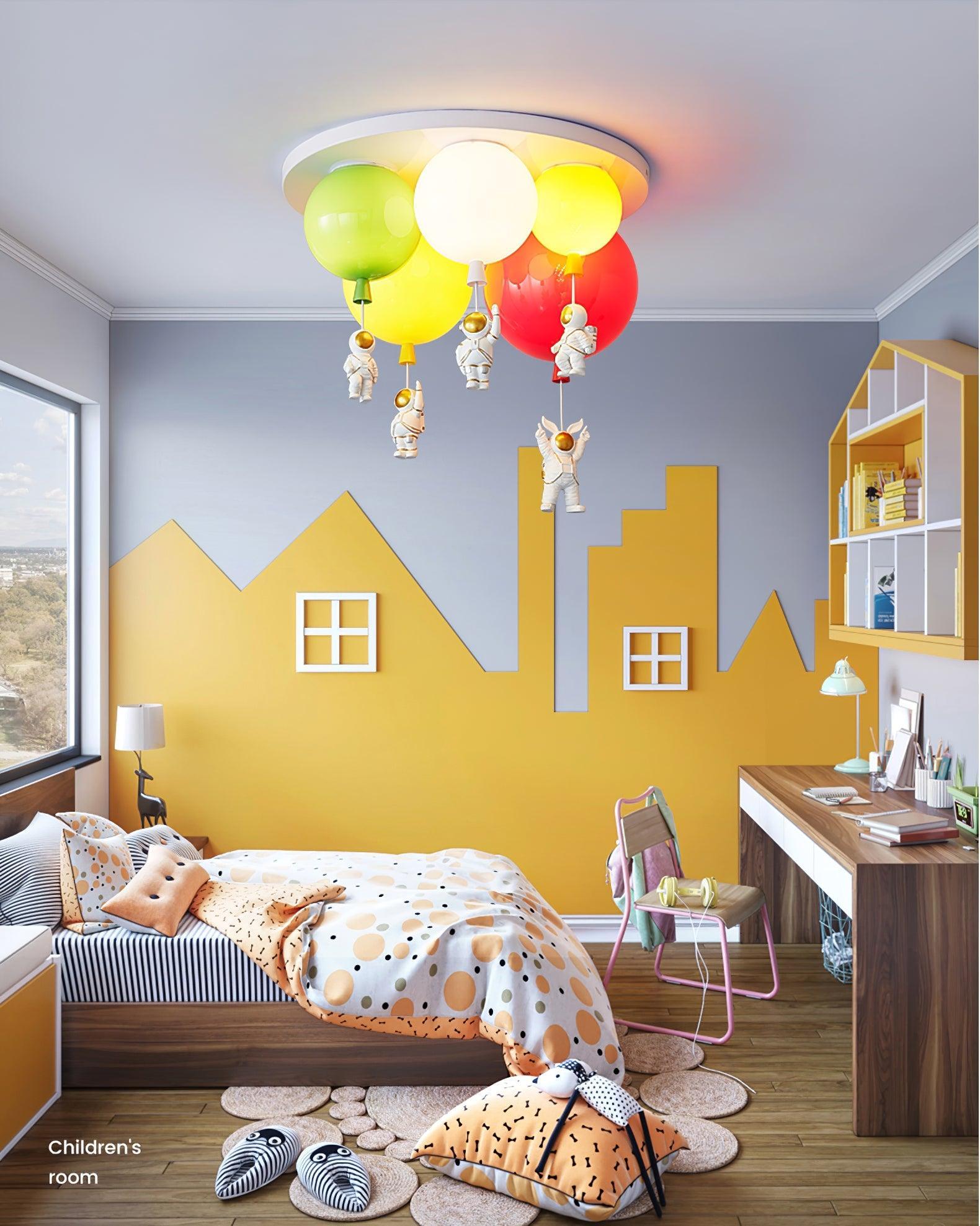 Vomino Ceiling Lamp Astronaut Glossy Balloon for Kid's Room-Neutral Decor