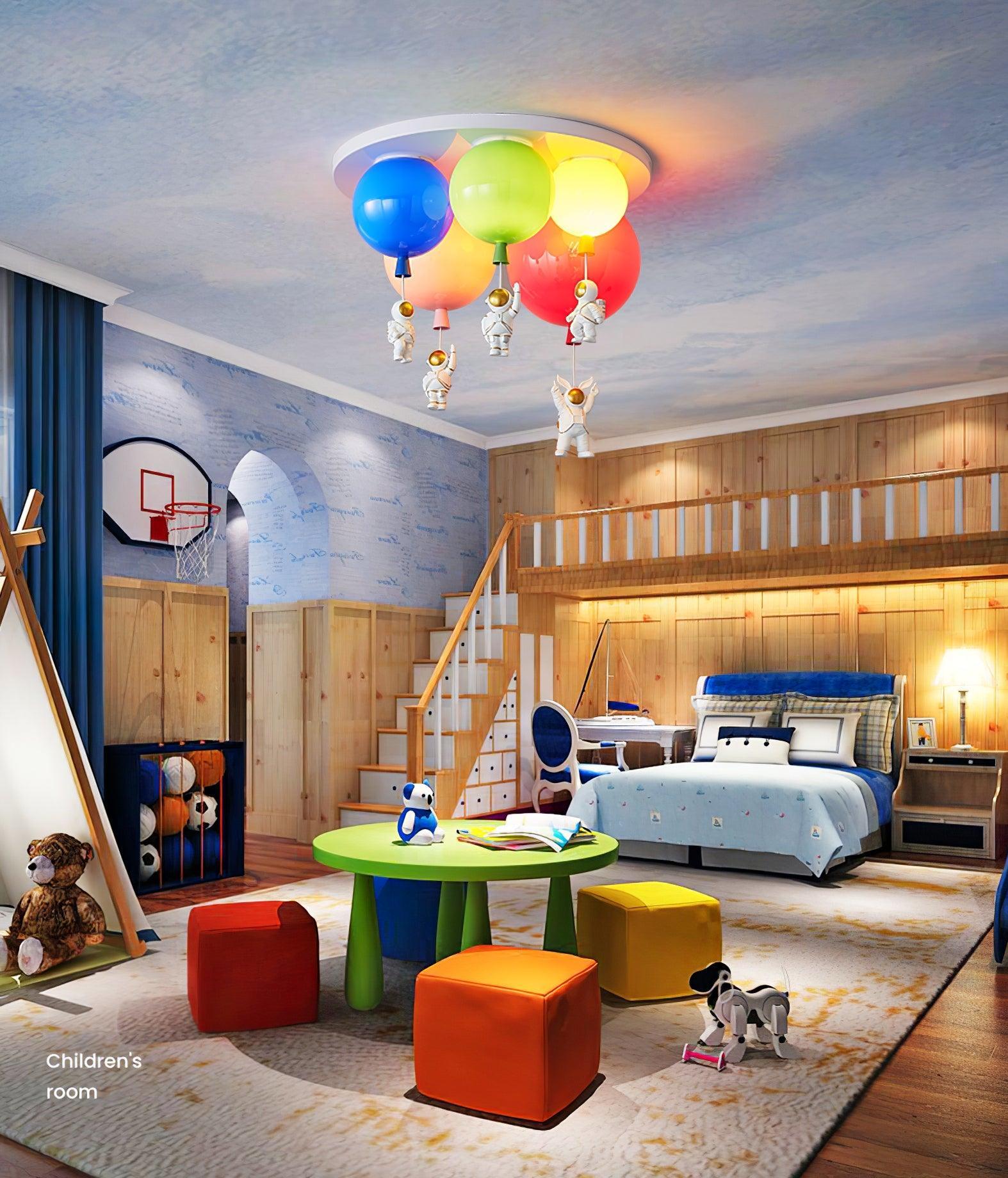 Vomino Ceiling Lamp Astronaut Glossy Balloon for Kid's Room-Neutral Decor