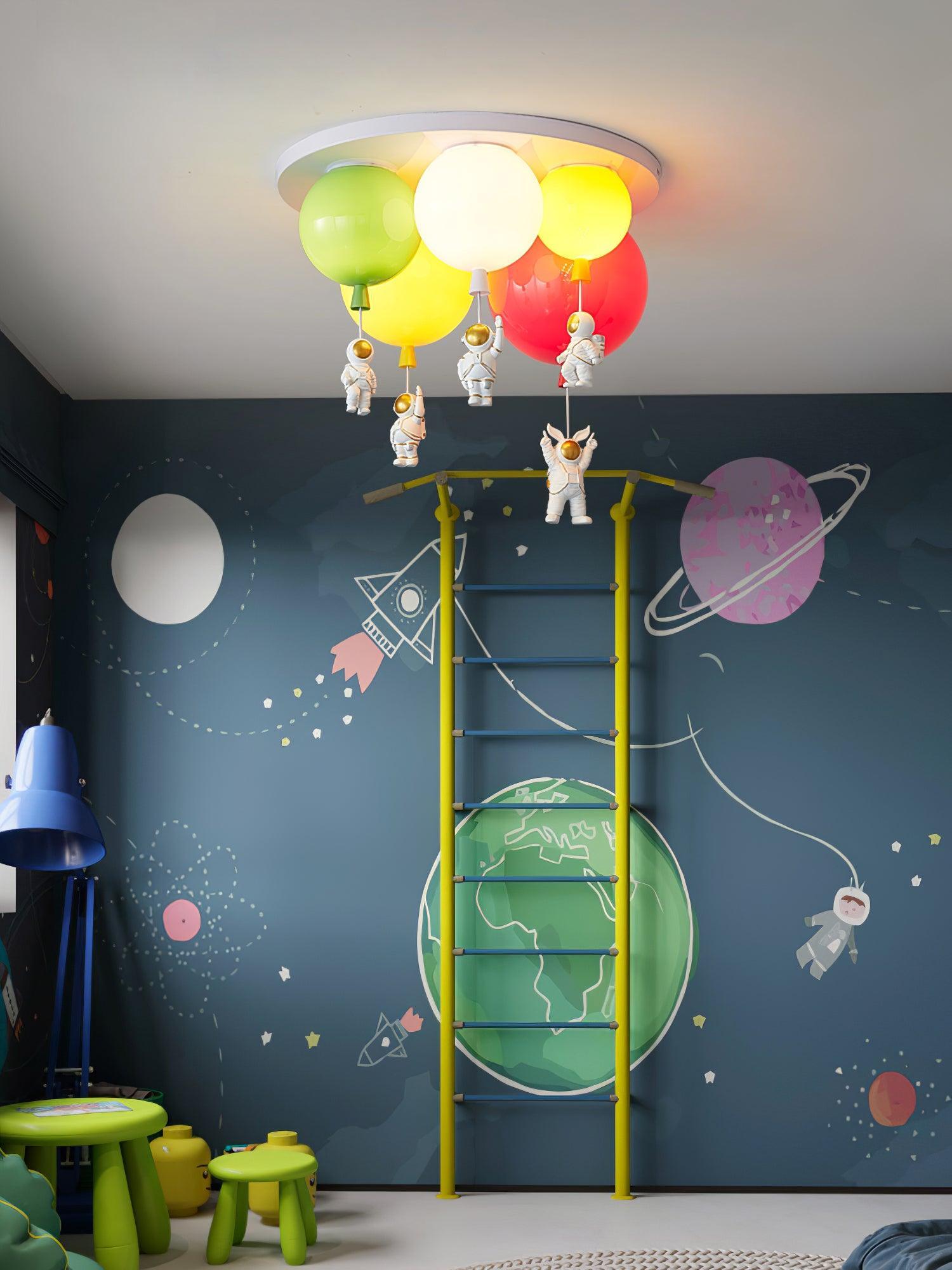 Vomino Ceiling Lamp Astronaut Glossy Balloon for Kid's Room-Neutral Decor