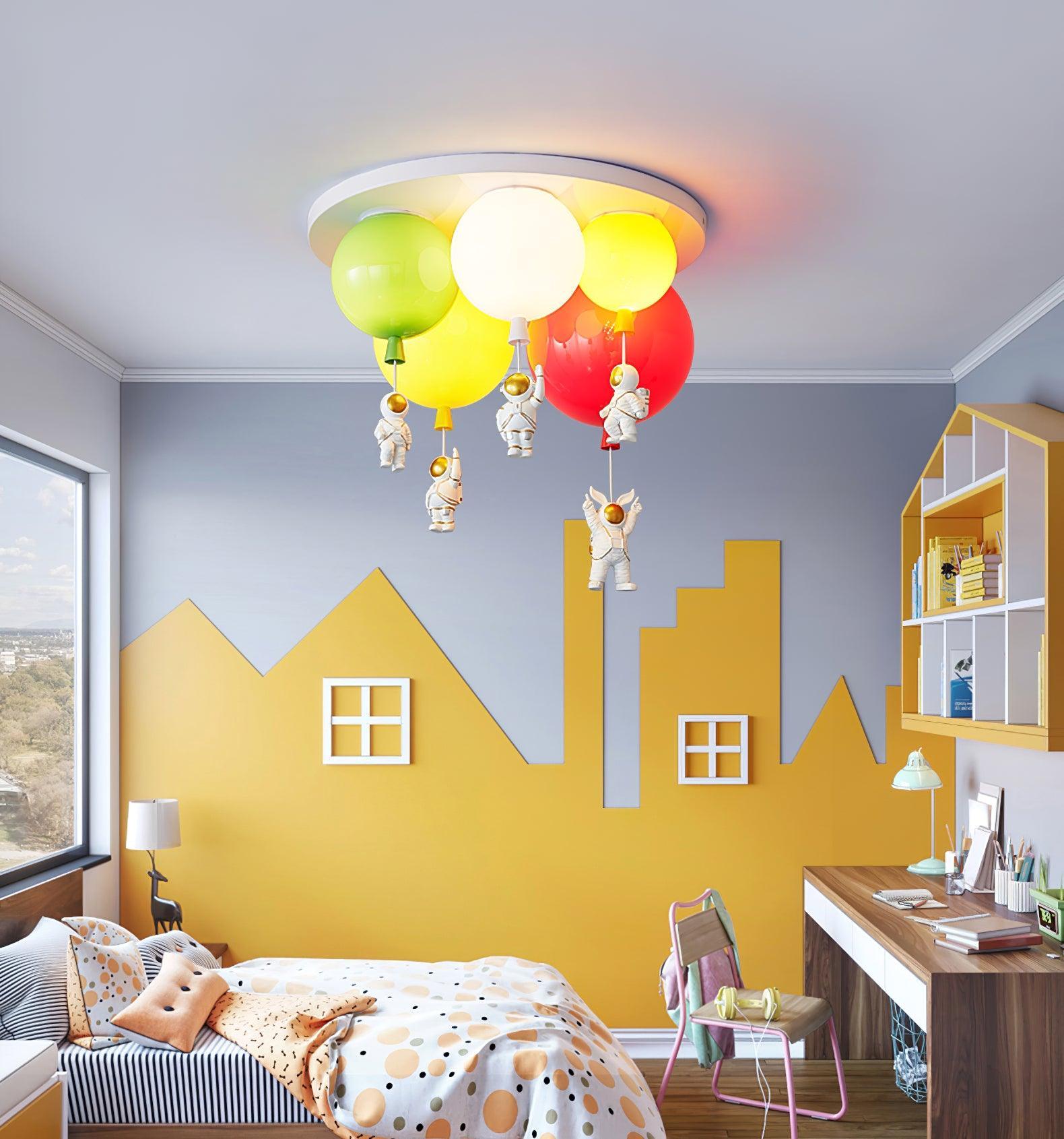 Vomino Ceiling Lamp Astronaut Glossy Balloon for Kid's Room-Neutral Decor