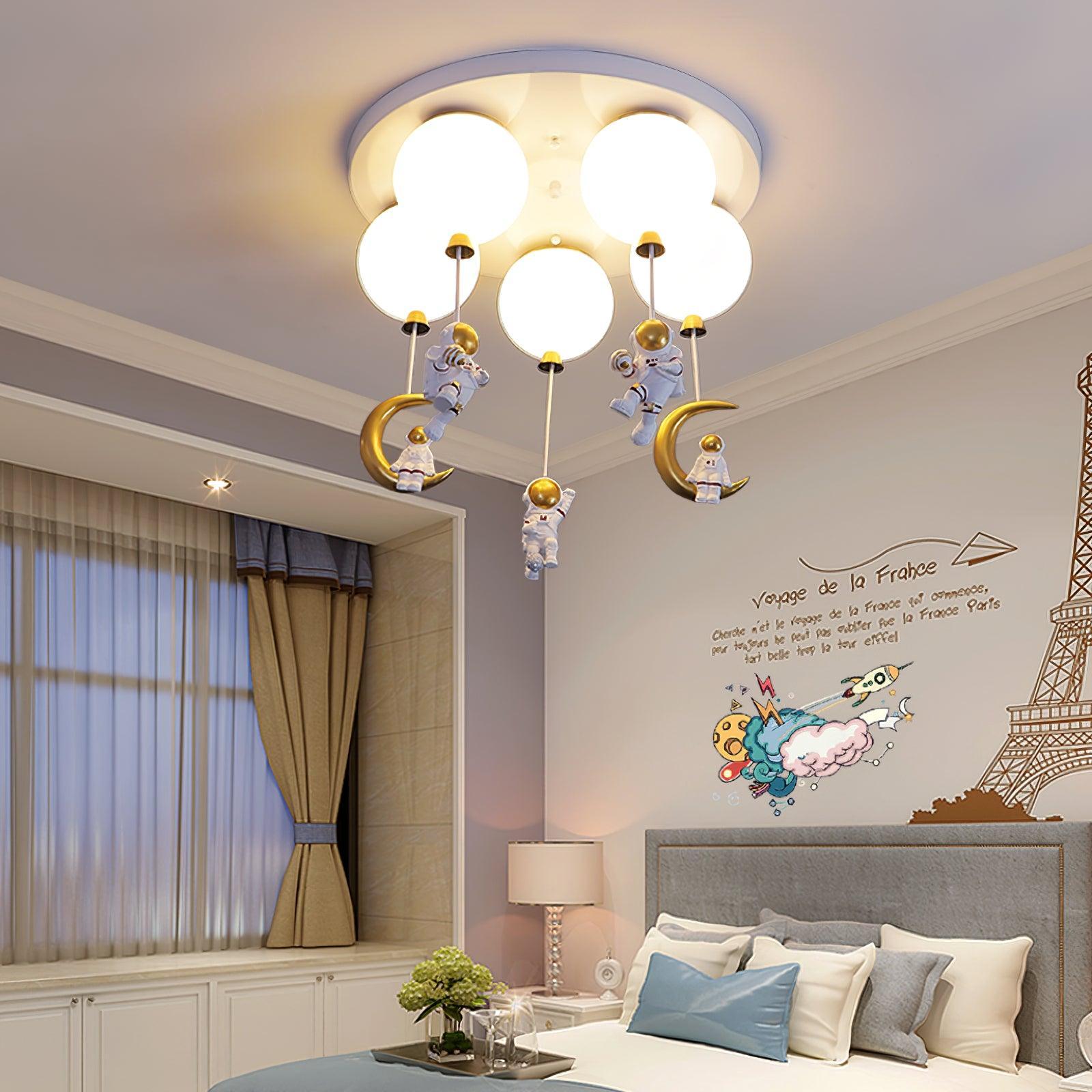 Vomino Ceiling Lamp Astronaut Glossy Balloon for Kid's Room-Neutral Decor