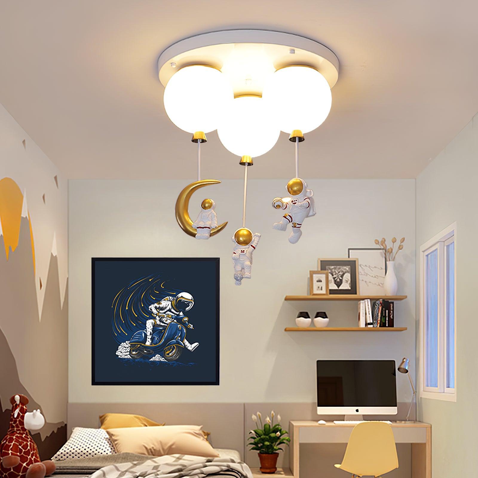 Vomino Ceiling Lamp Astronaut Glossy Balloon for Kid's Room-Neutral Decor