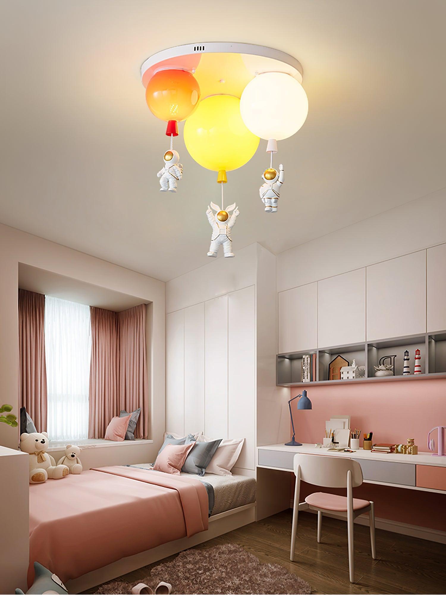 Vomino Ceiling Lamp Astronaut Glossy Balloon for Kid's Room-Neutral Decor