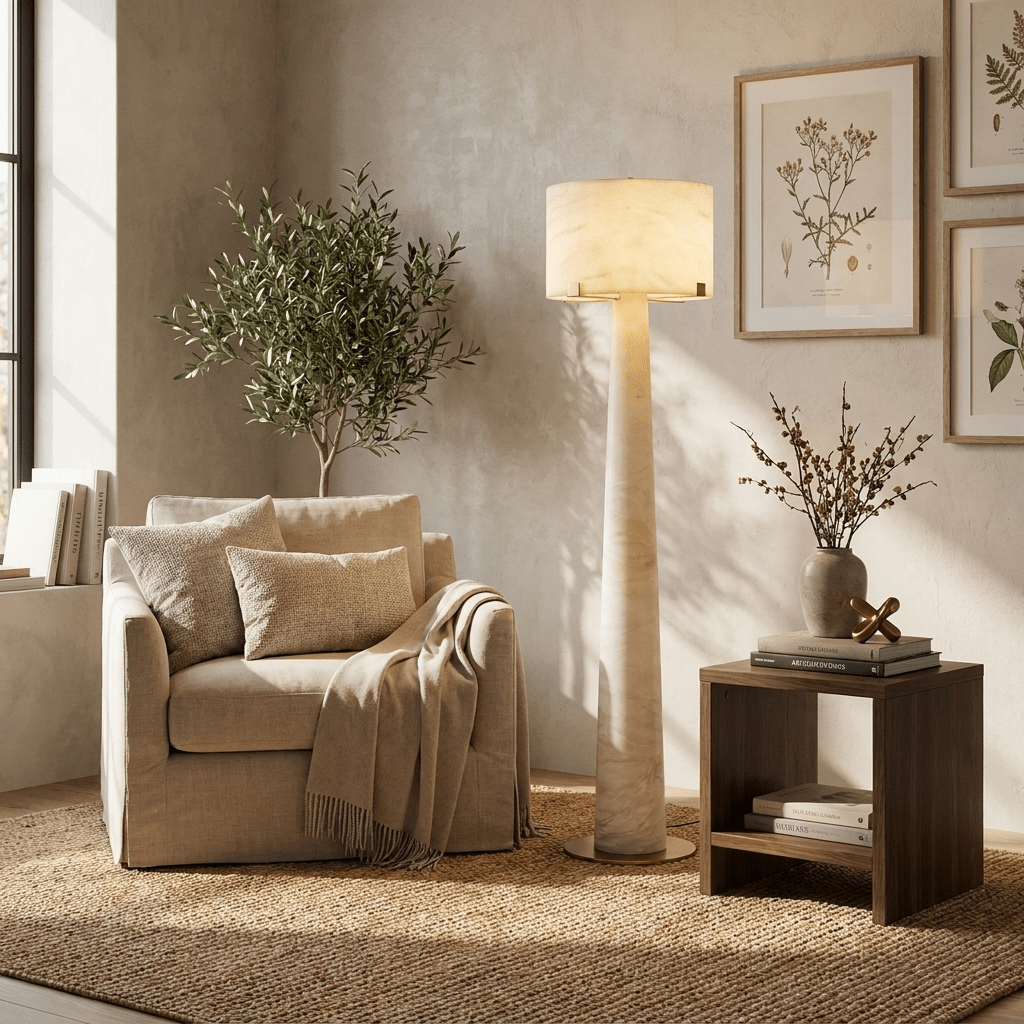 Aterion Alabaster Floor Lamp-Neutral Decor