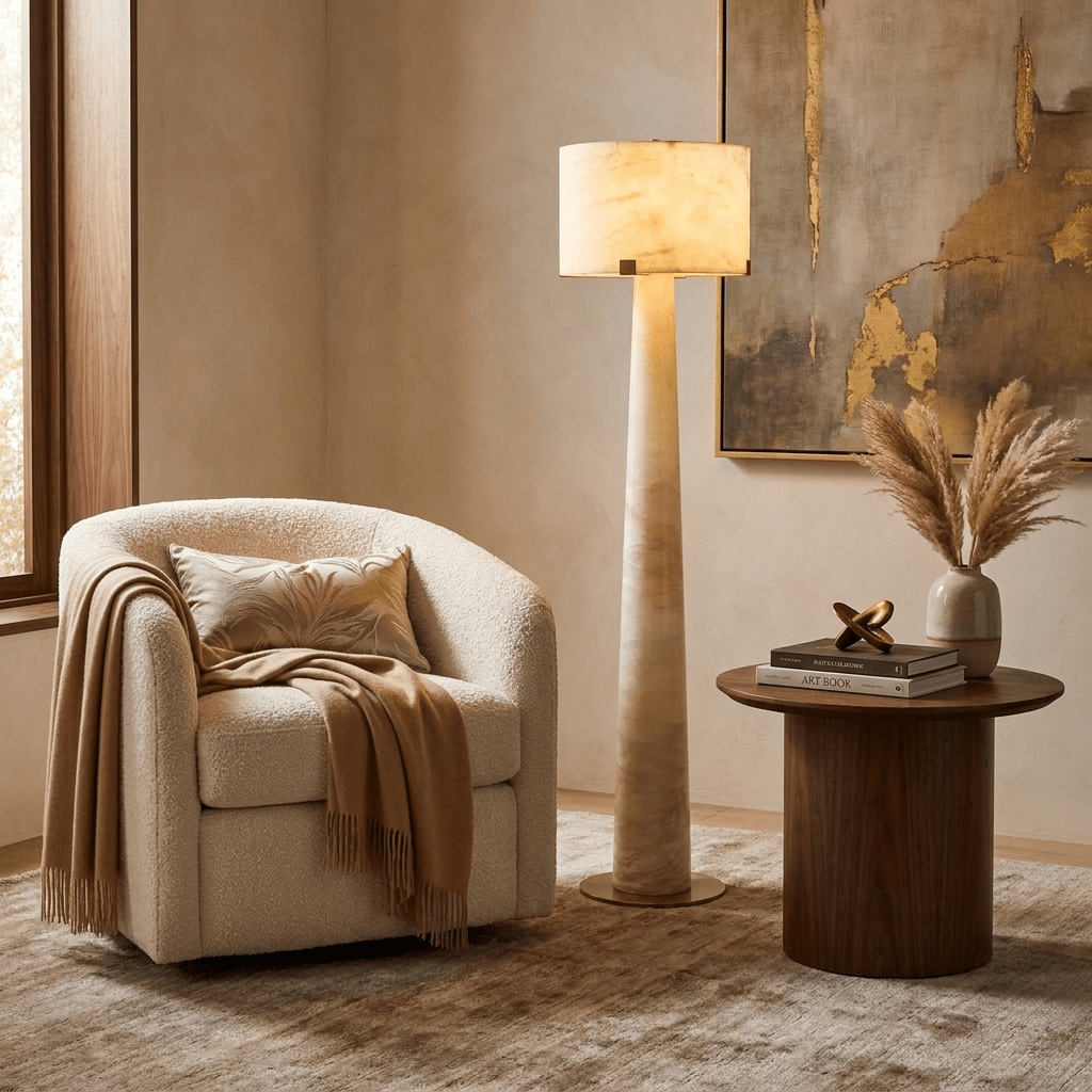 Aterion Alabaster Floor Lamp-Neutral Decor