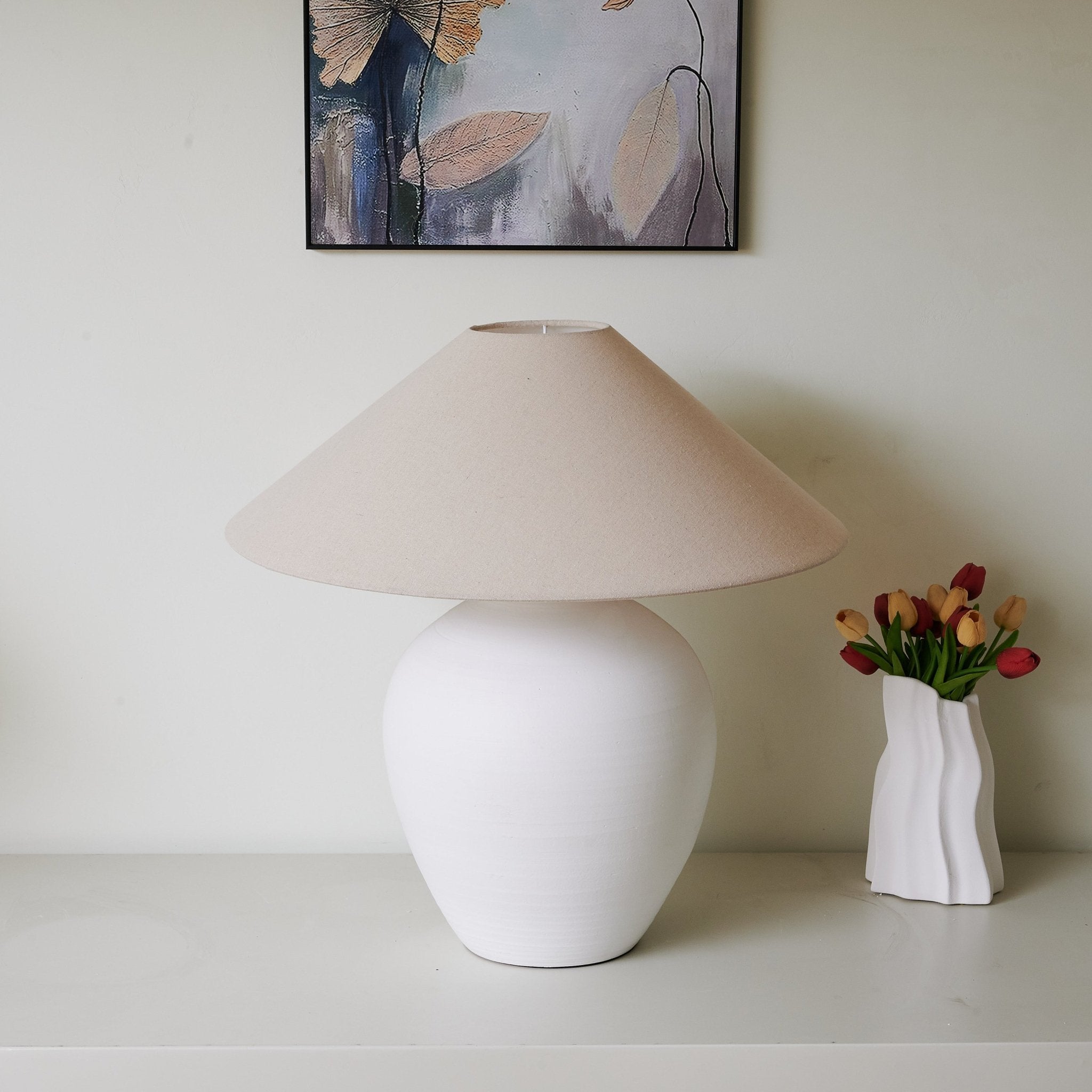 Natalie Minimalist Ceramics Table Lamp-Neutral Decor