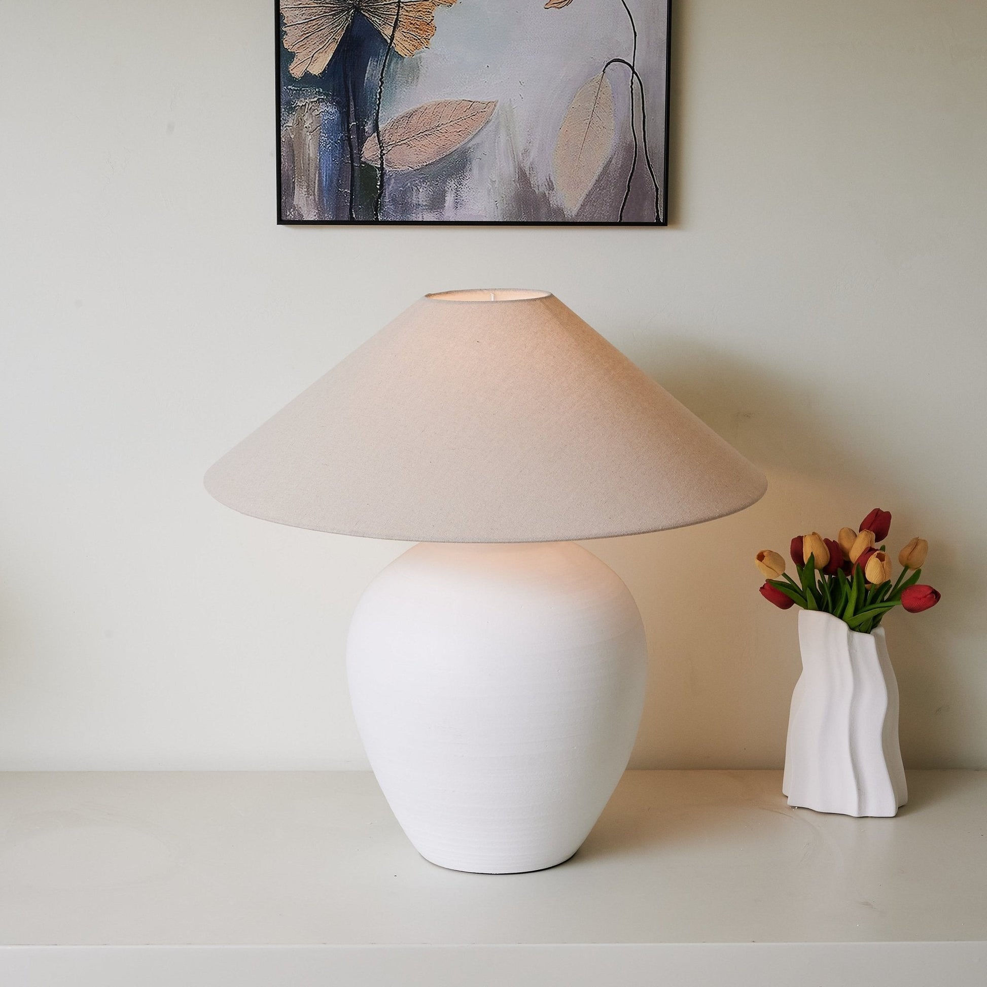 Natalie Minimalist Ceramics Table Lamp-Neutral Decor