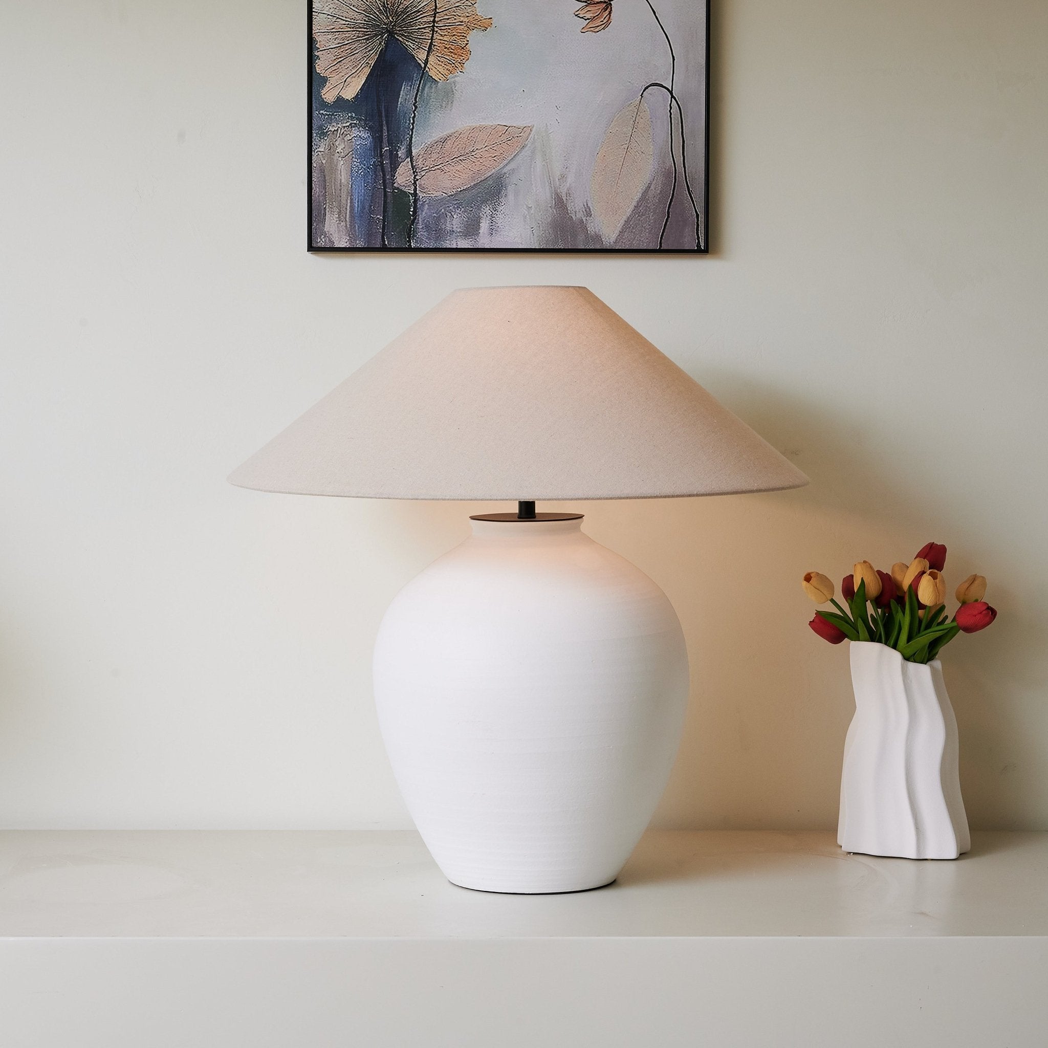 Natalie Minimalist Ceramics Table Lamp-Neutral Decor