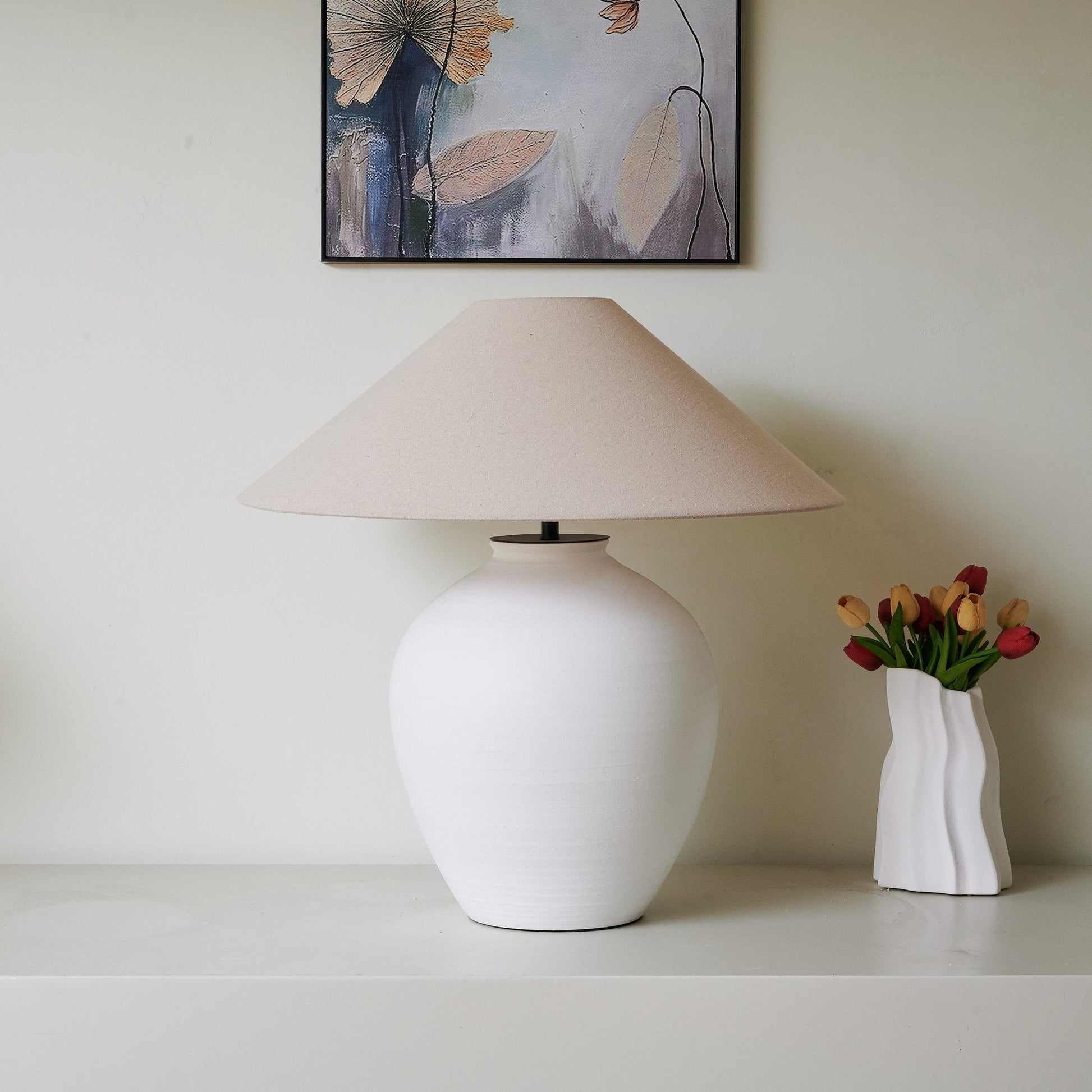 Natalie Minimalist Ceramics Table Lamp-Neutral Decor