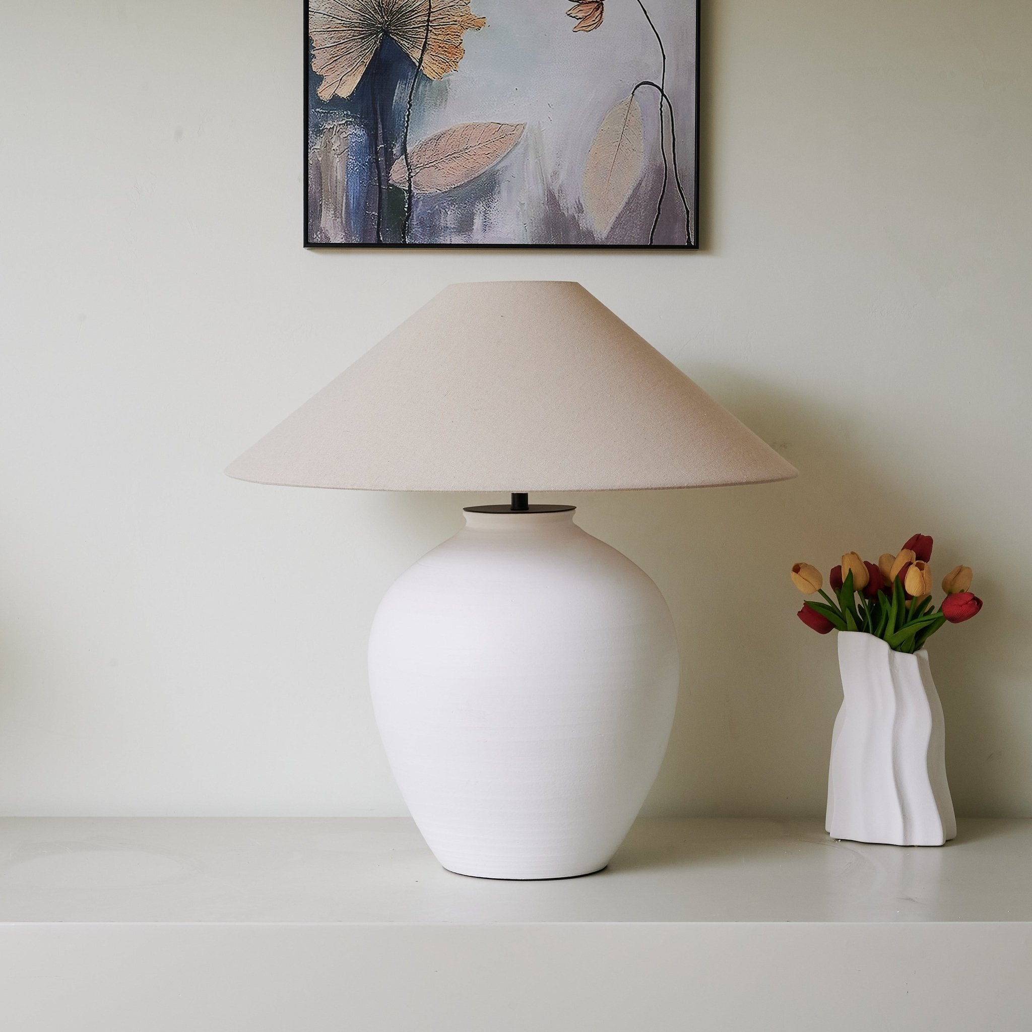 Natalie Minimalist Ceramics Table Lamp-Neutral Decor