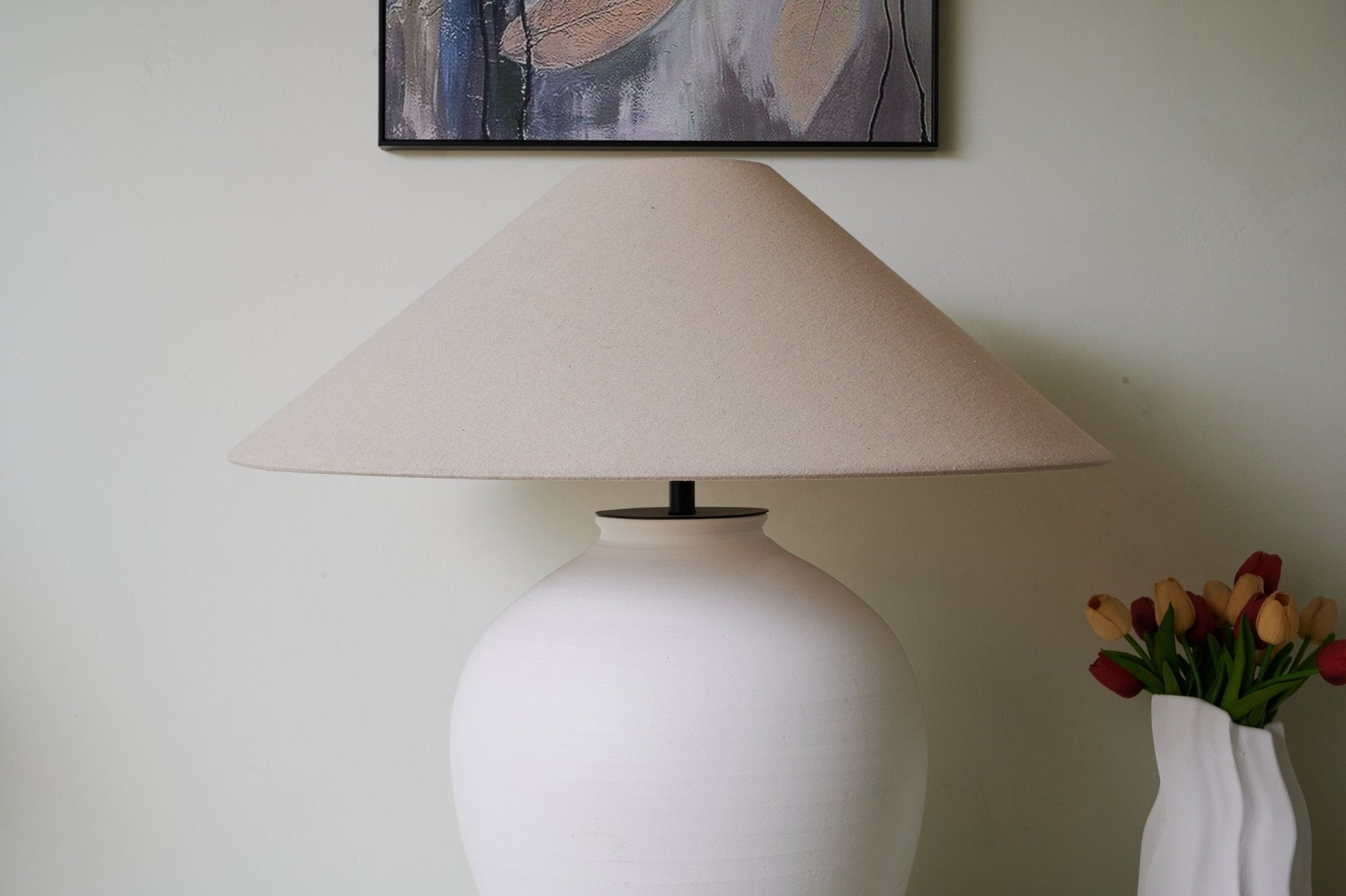 Natalie Minimalist Ceramics Table Lamp-Neutral Decor